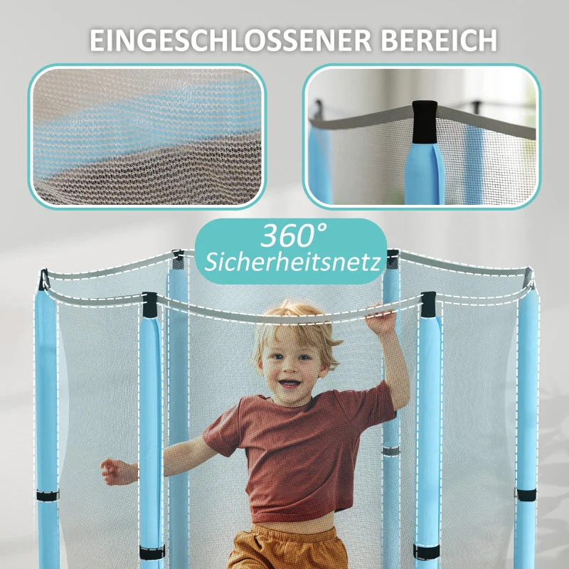 Children's Trampoline 140 cm, Safety Net, Octopus Pattern, Light Blue - Image 6