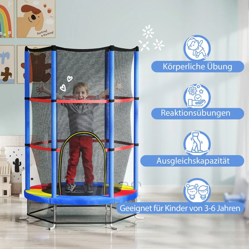 Children's Trampoline, Safety Net, Rubber Suspension, Steel Frame, Colorful - Image 4
