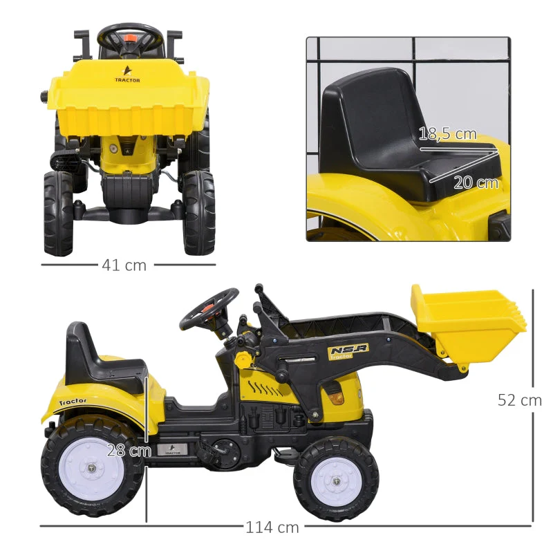 Children's Wheel Loader with Movable Shovel and Pedal Drive, Yellow Metal Frame - Image 3