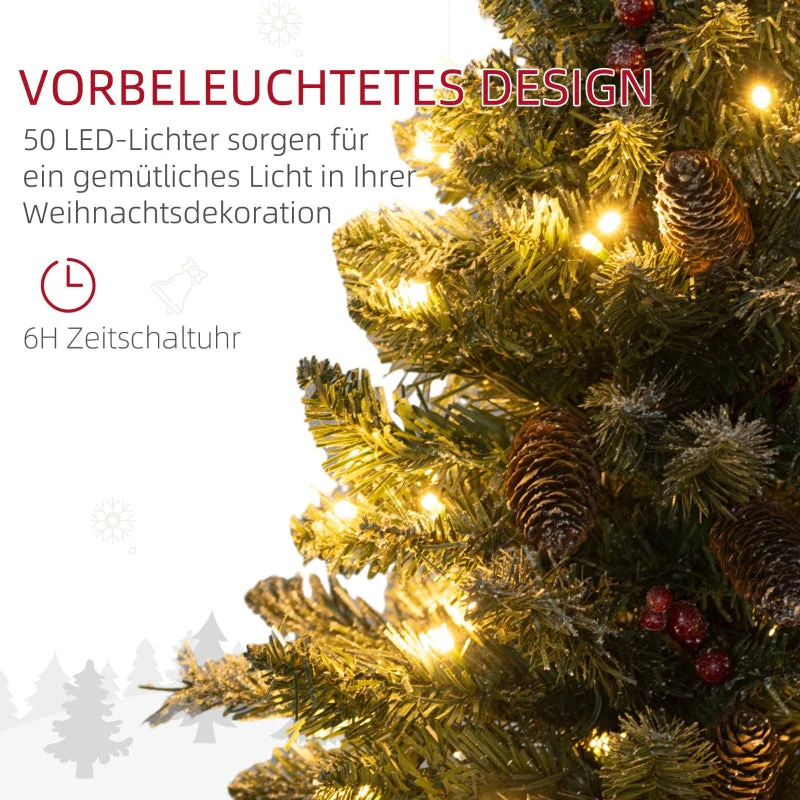 Christmas Tree LED, 60cm, Pine Cones, Red Berries, Stand, Green/White - Image 5