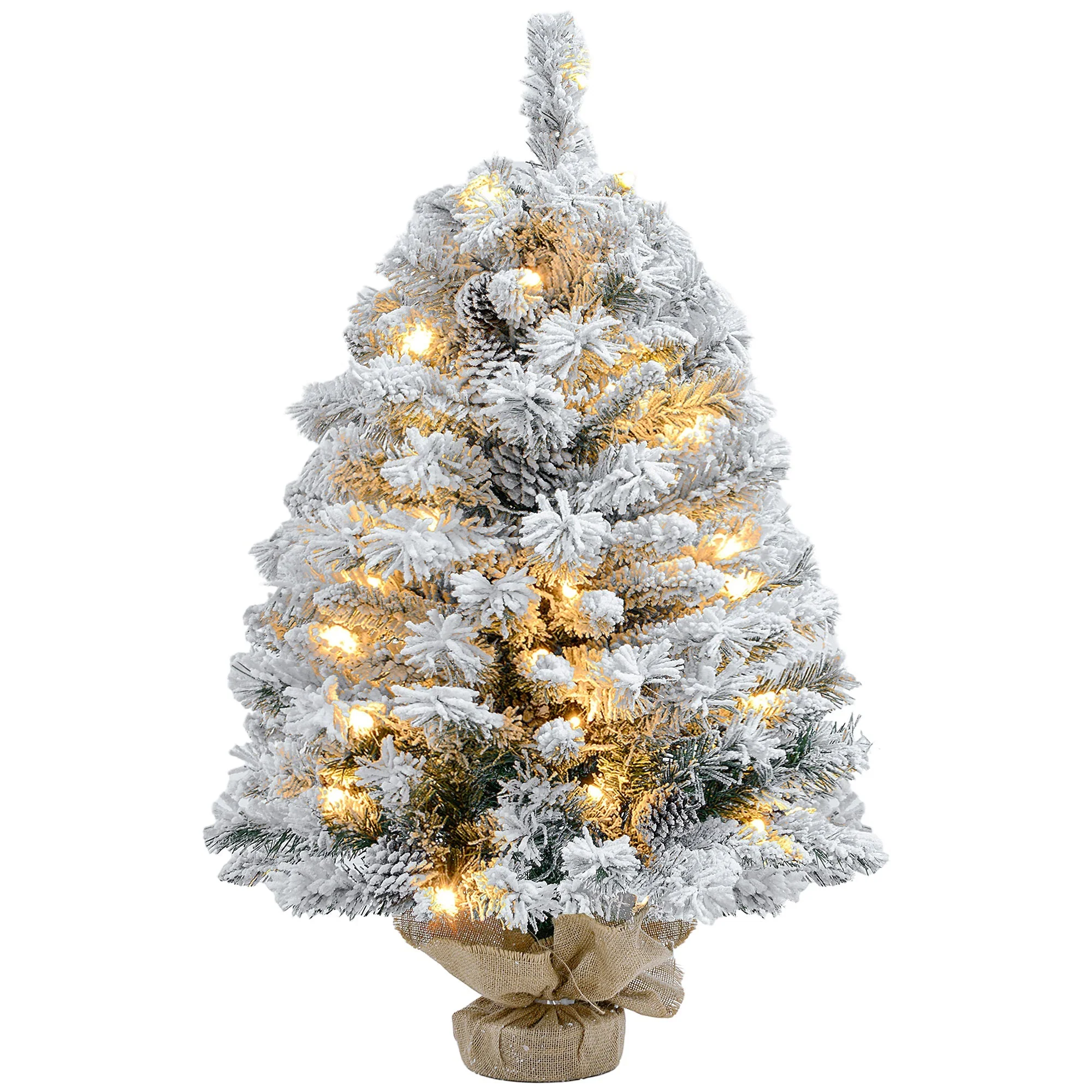 Christmas Tree, LED, Snow Branches, Pine Cones, Flame-Retardant, Concrete Base - Image 2