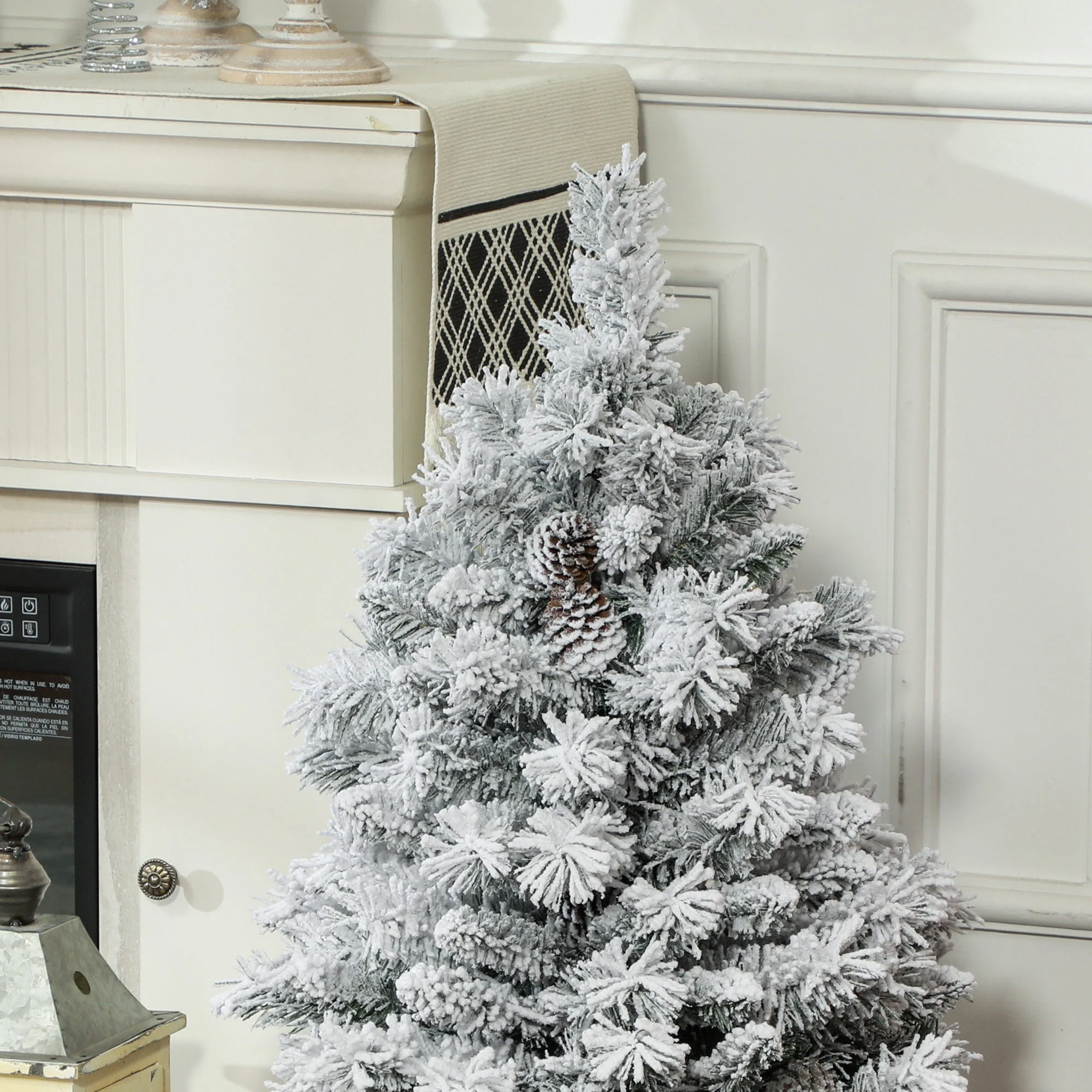 Christmas Tree, LED, Snow Branches, Pine Cones, Flame-Retardant, Concrete Base - Image 8