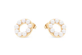 Circle of Pearl Earrings Gold