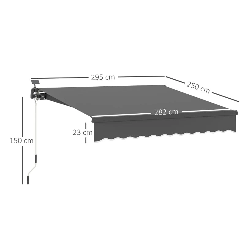 Clamp Awning, Hand Crank Solar Light UV 50+, 300cm, Gray - Image 3