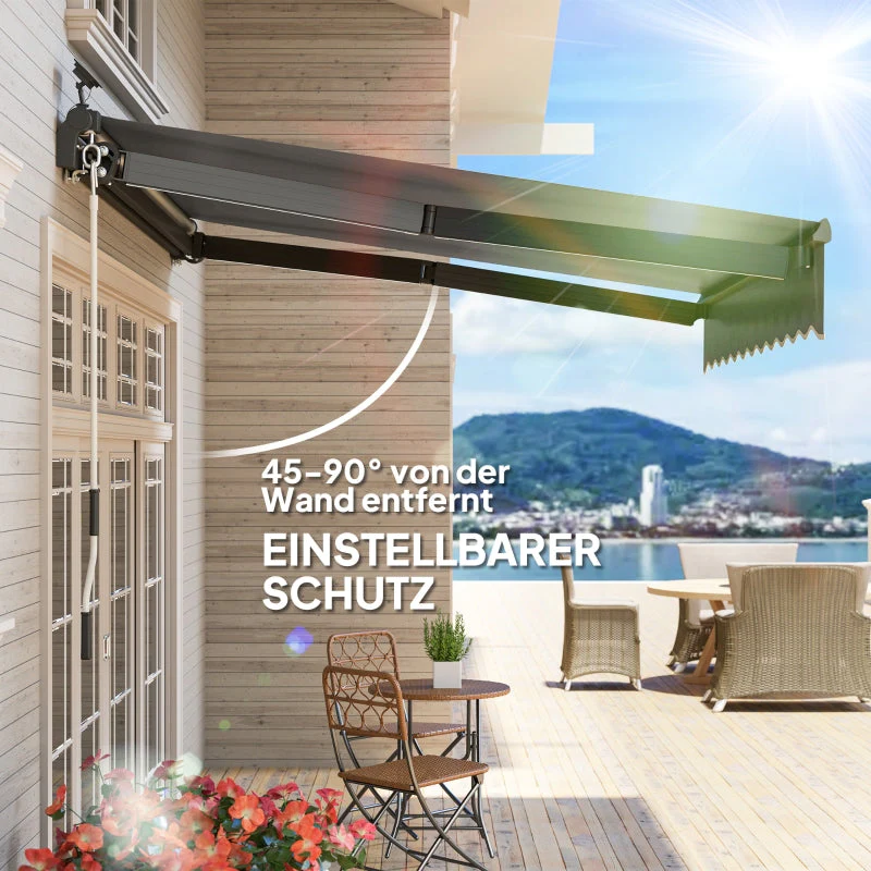 Clamp Awning, Hand Crank Solar Light UV 50+, 300cm, Gray - Image 6