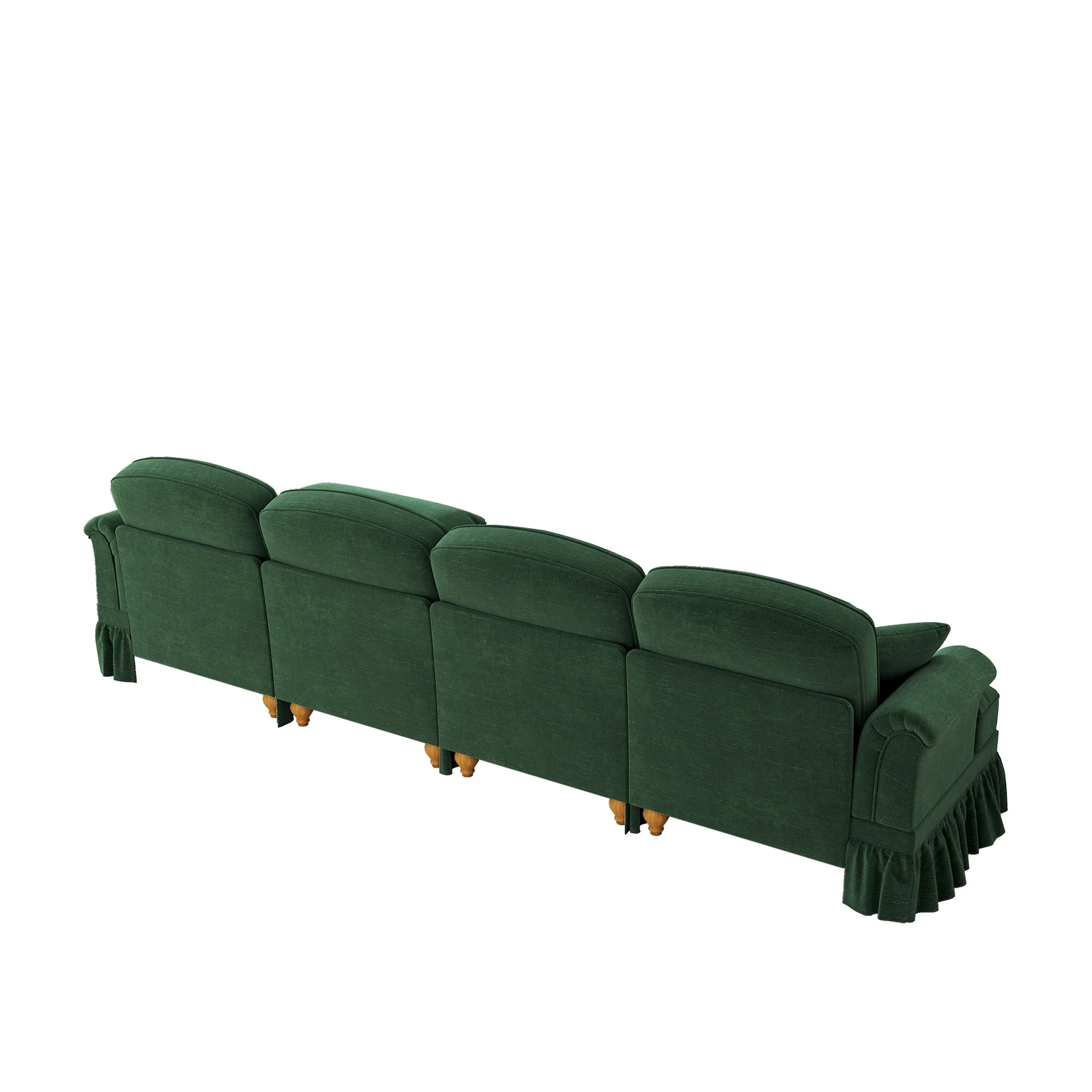 Classic Modular L-Shaped 4-Seater Sofa w/ Movable Ottoman Deep Seat, Chenille Green - Image 8