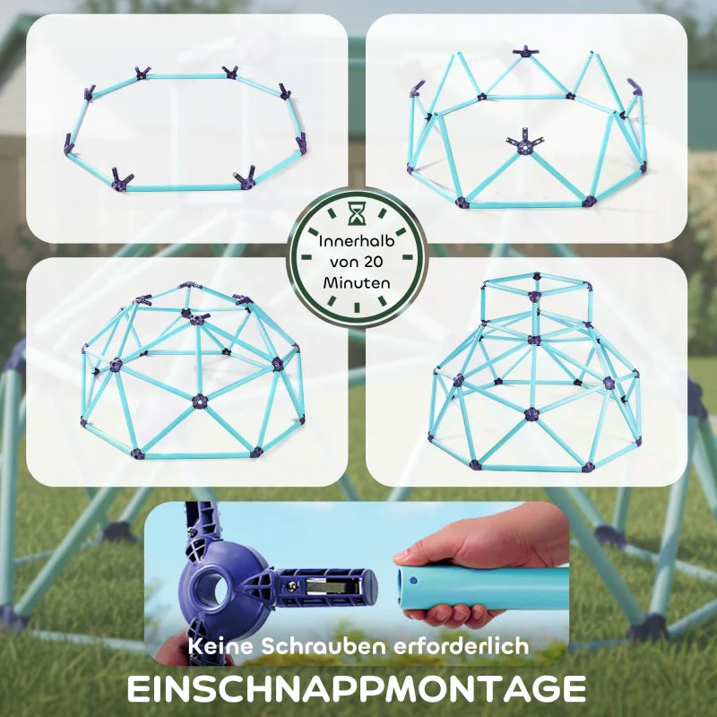 Climbing Dome, Ø182.5cm UV-Resistant Waterproof Frame for Ages 3-8, Blue Plastic - Image 6