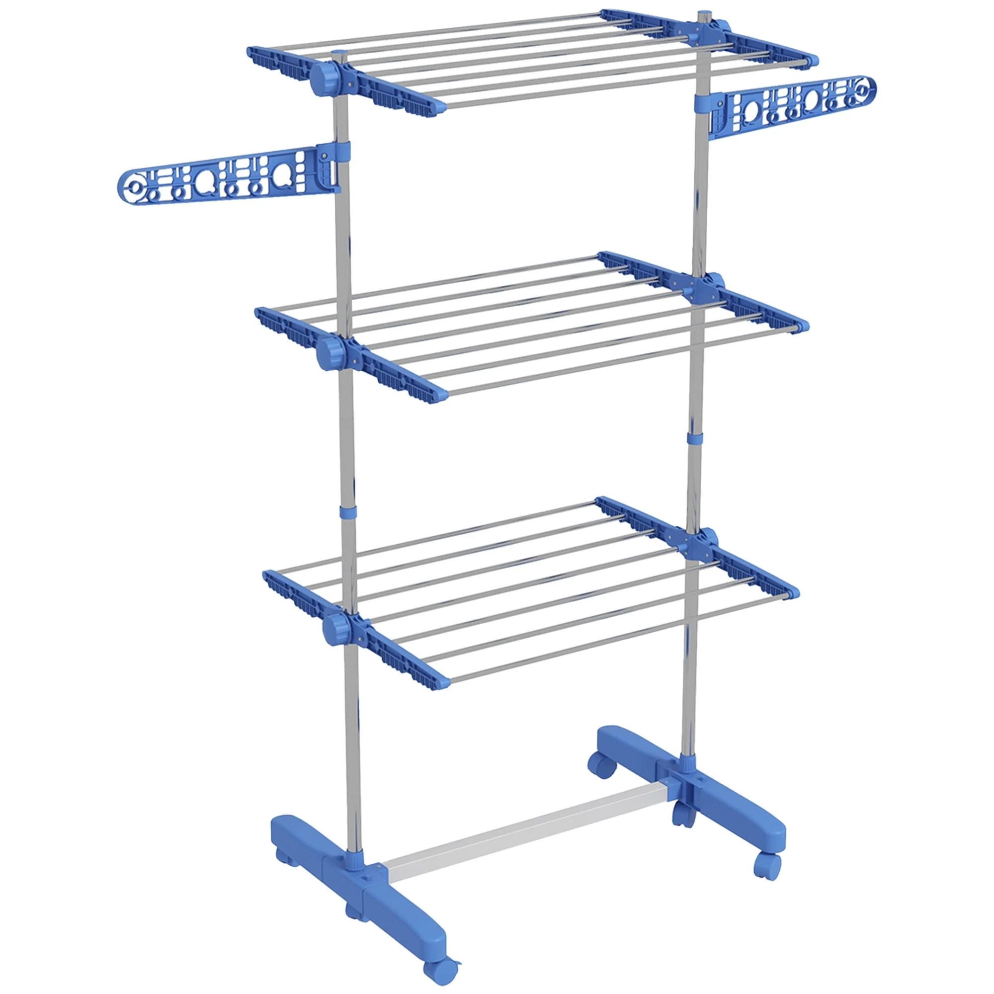 Clothes Dryer Tower, 3 Levels, Foldable, Steel Blue - Image 2