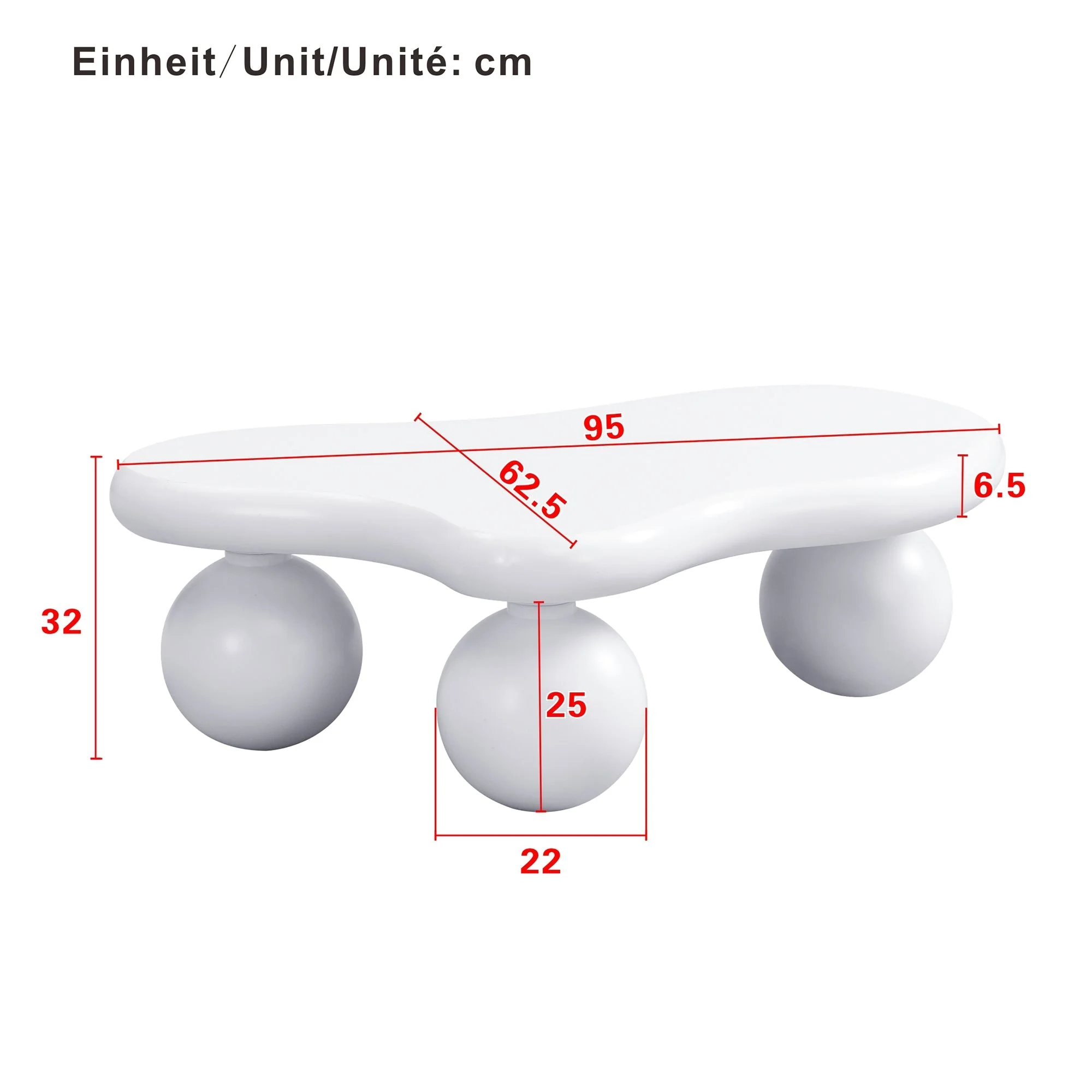 Cloud Coffee Table, LED Lighting 16 Colors Round Leg Design, White - Image 7