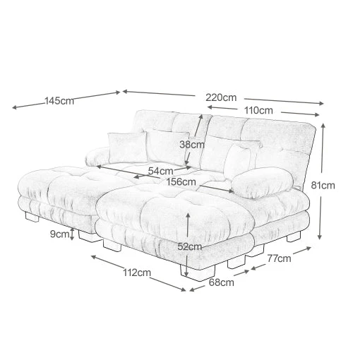 Cloud Corner Sofa, Double with Lumbar & Decorative Pillows, Ottomans, Chenille Pink - Image 11