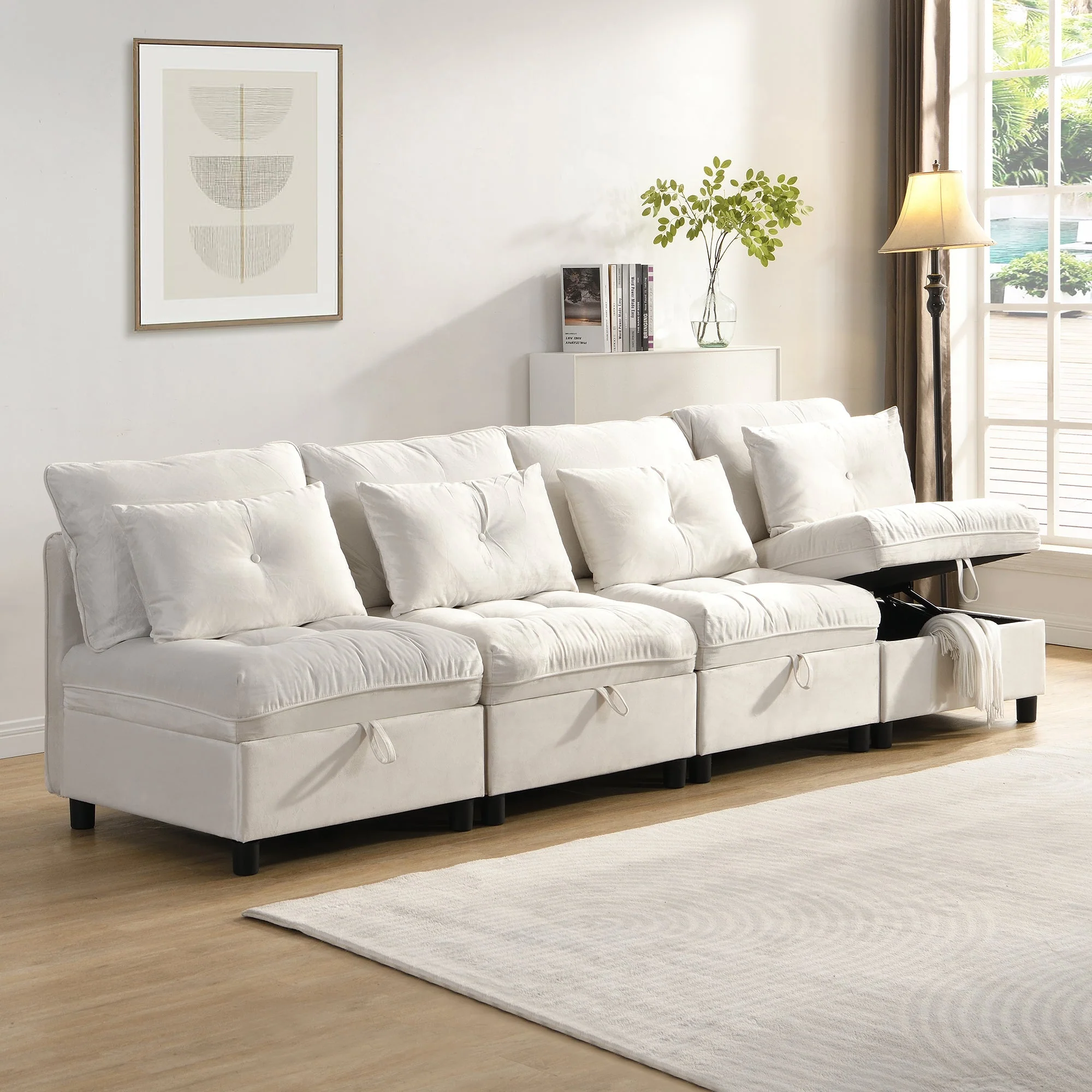 Cloud Modular Sofa 4-Seater Separable Sofa Bed Storage Chenille - Image 6
