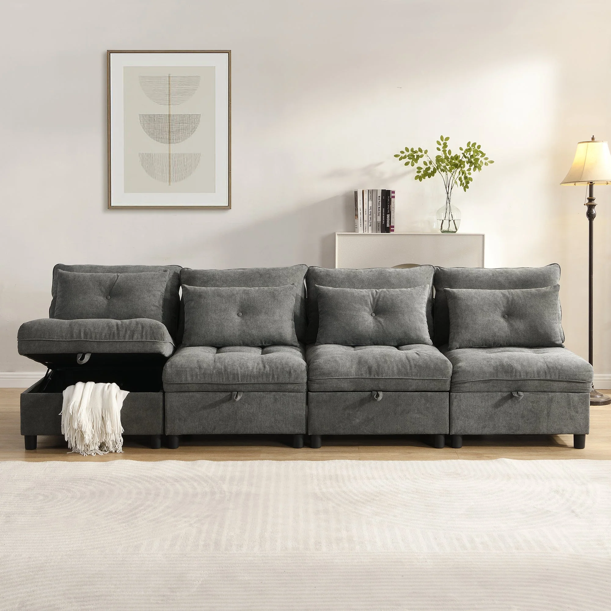 Cloud Modular Sofa 4-Seater Separable Storage Sleeper Chenille - Image 6
