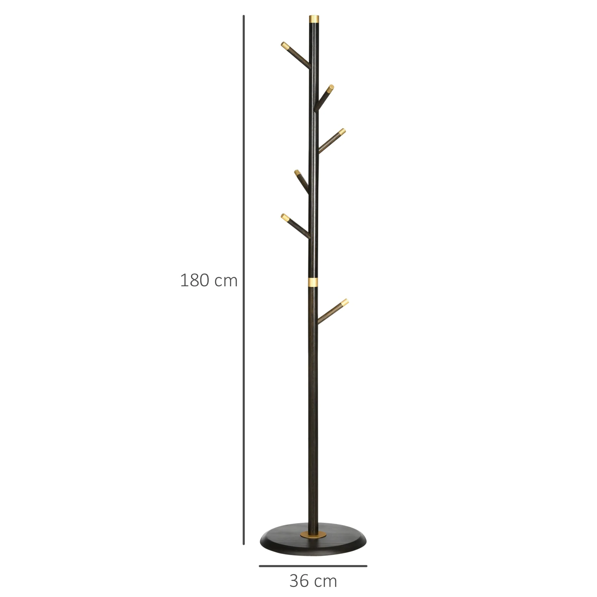 Coat Rack, 6 Hooks, Freestanding, Walnut - Image 3