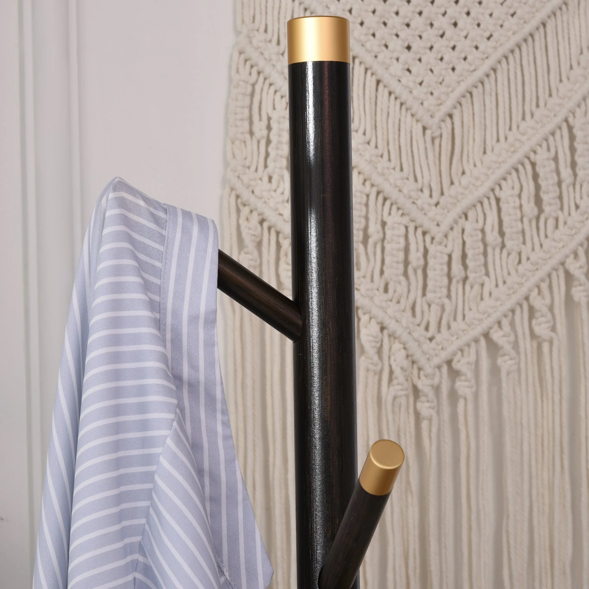 Coat Rack, 6 Hooks, Freestanding, Walnut - Image 8