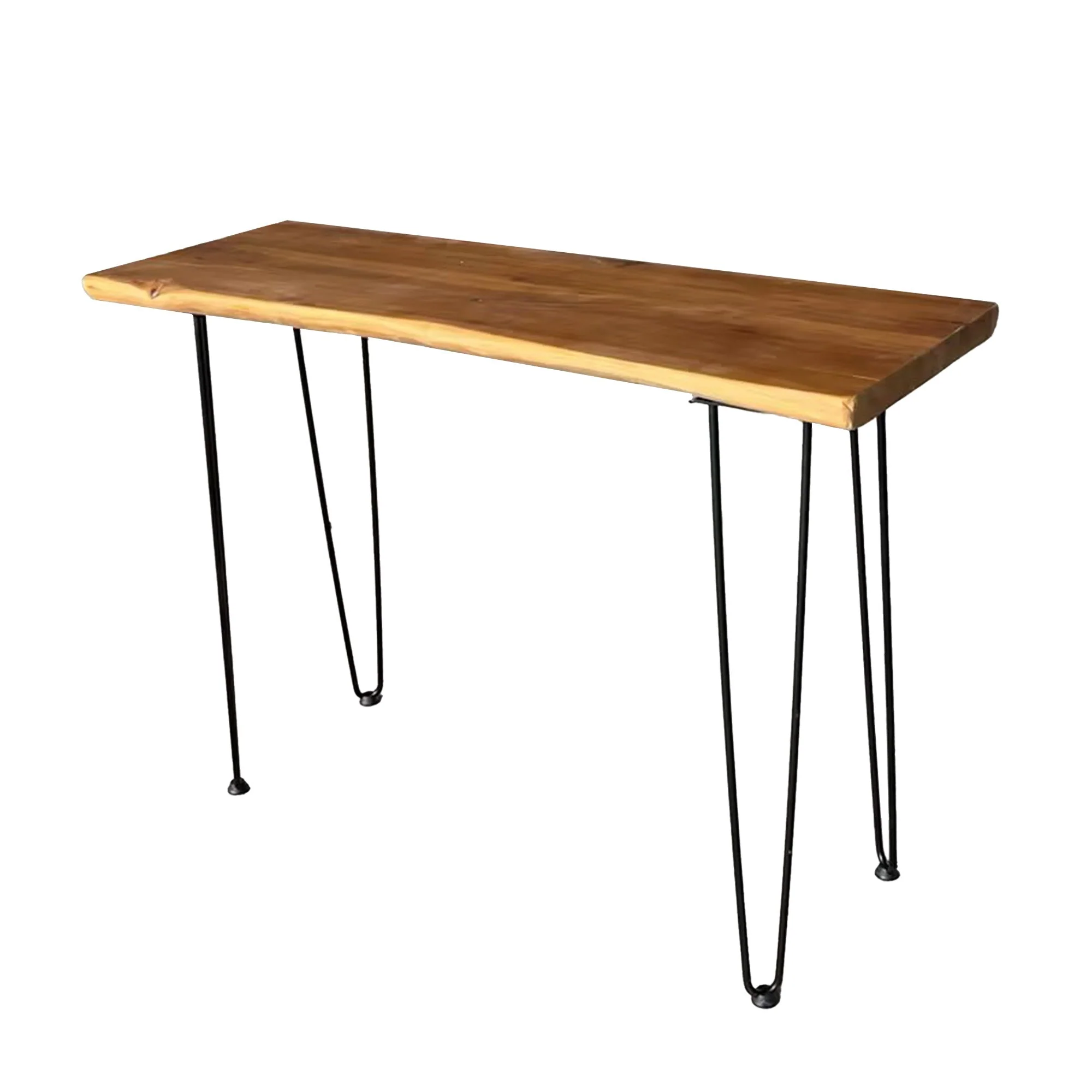 Coffee Table, 108 cm Rectangular Industrial Design with Hairpin Metal Legs, Solid Wood - Image 2