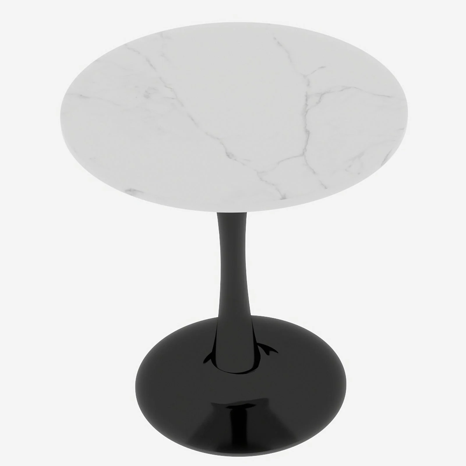 Coffee Table 27.6-inch Mid-Century Modern Round Marble Top - Black - Image 9