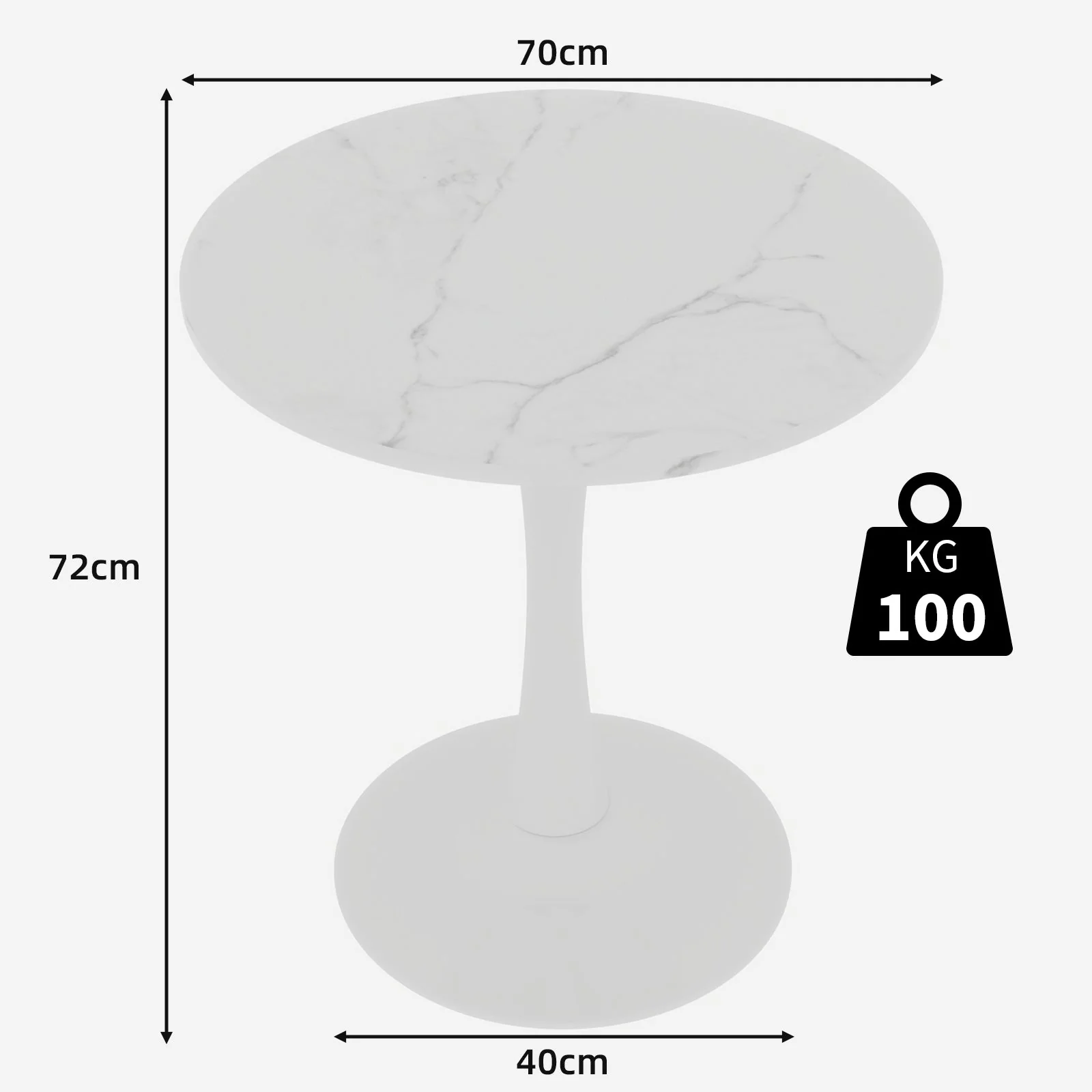 Coffee Table 27.6-inch Round Marble Mid-Century Modern 2-4 Person White Finish - Image 5