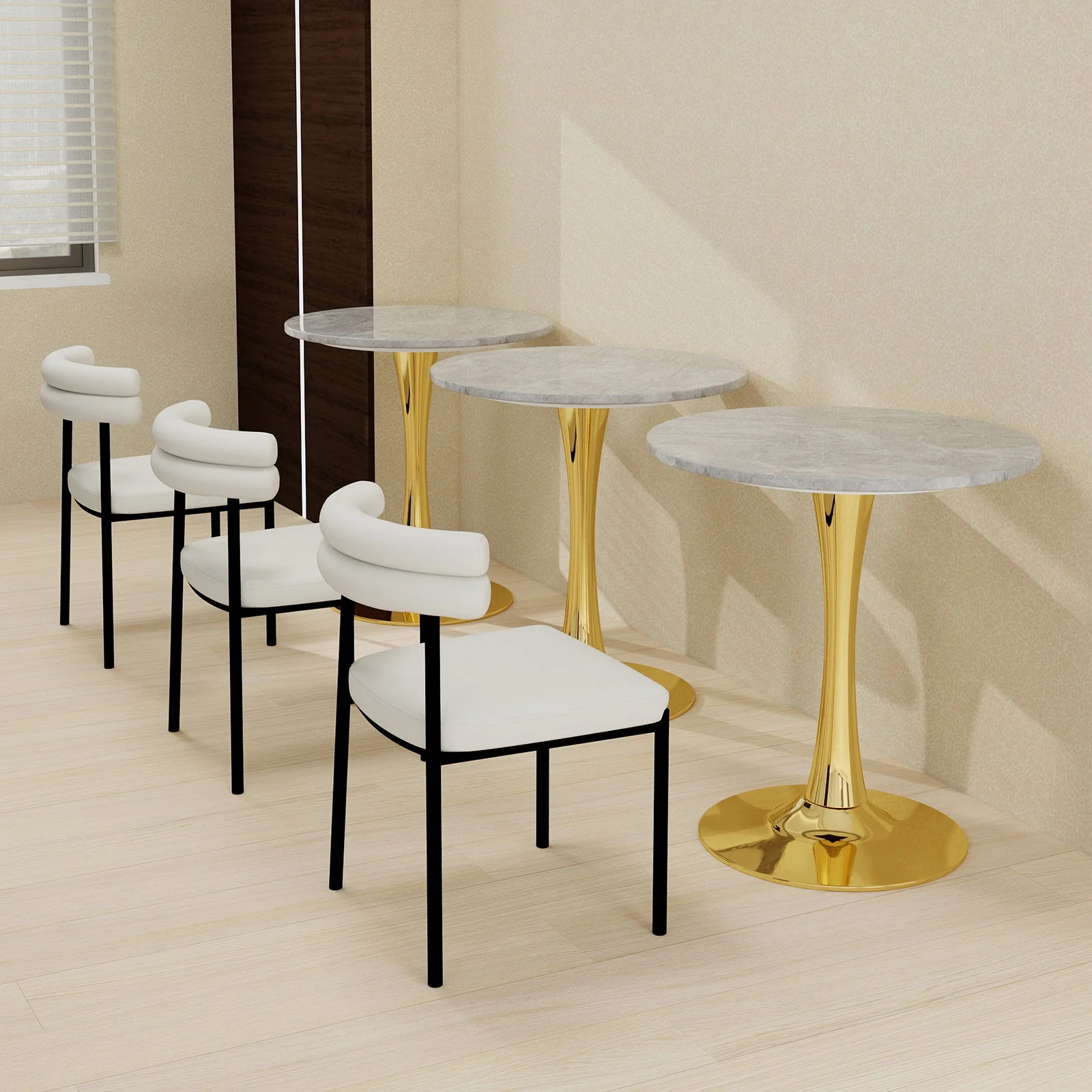 Coffee Table 27.6-inch Round Mid-Century Modern Marble - Image 9