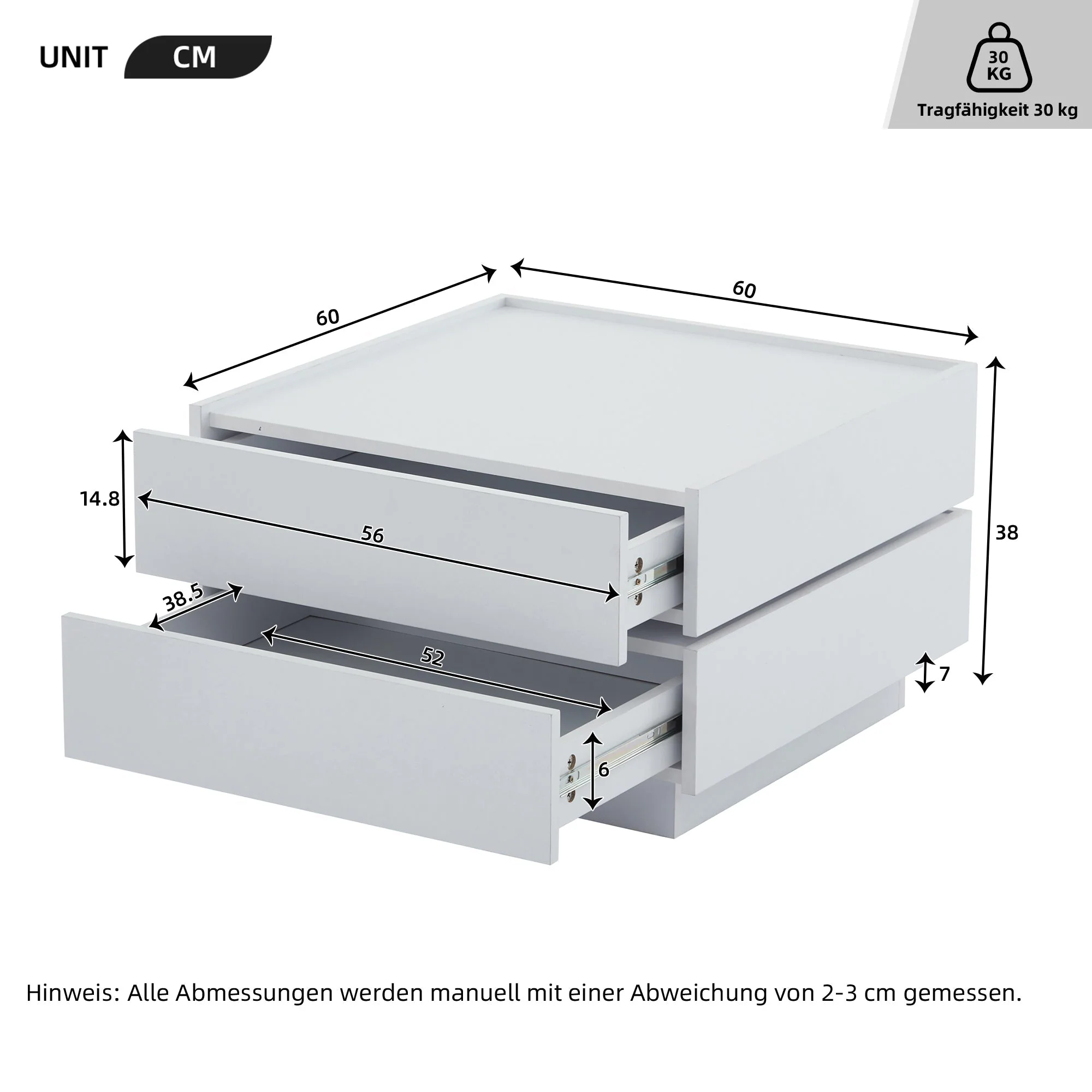 Coffee Table, Functional 360° Rotating with 2 Shelves & Storage, Pure White - Image 9