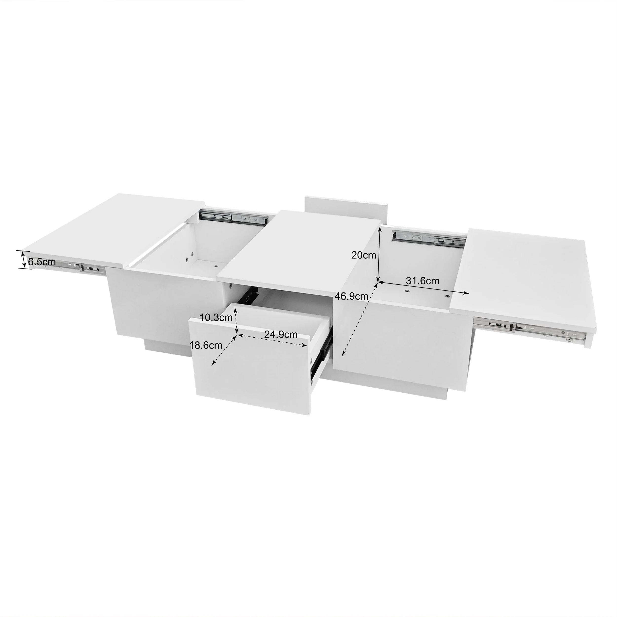 Coffee Table, High Gloss Living Room Table with Push-Pull Storage, Double-Sided Drawers - Image 9