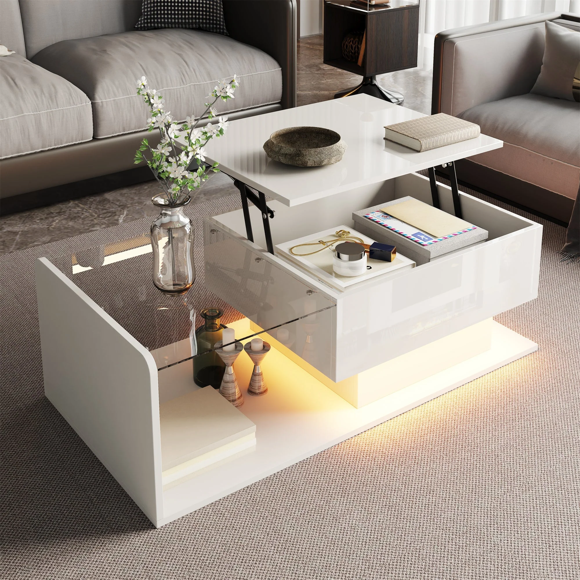 Coffee Table, High-Gloss White