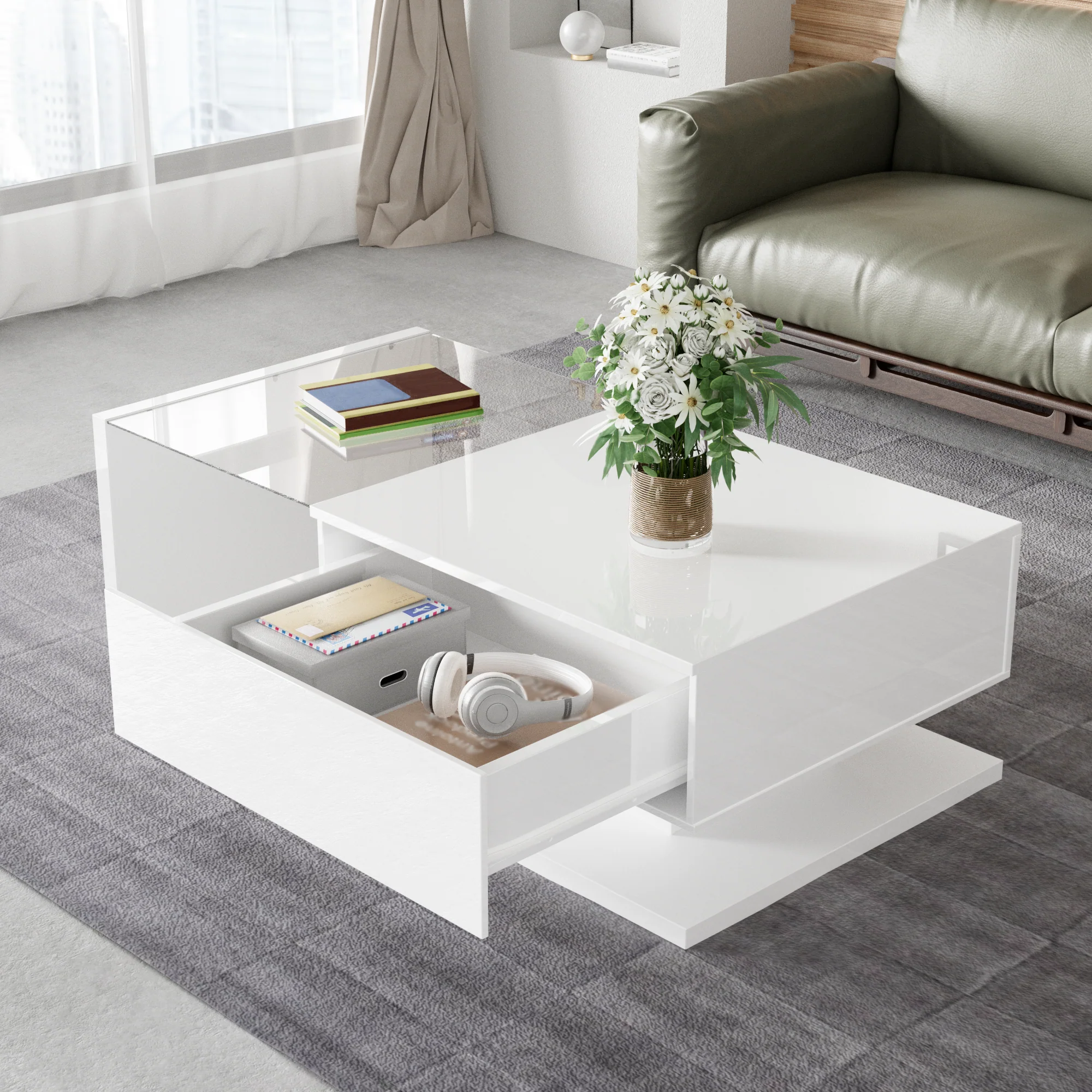 Coffee Table, High-Gloss White - Image 10