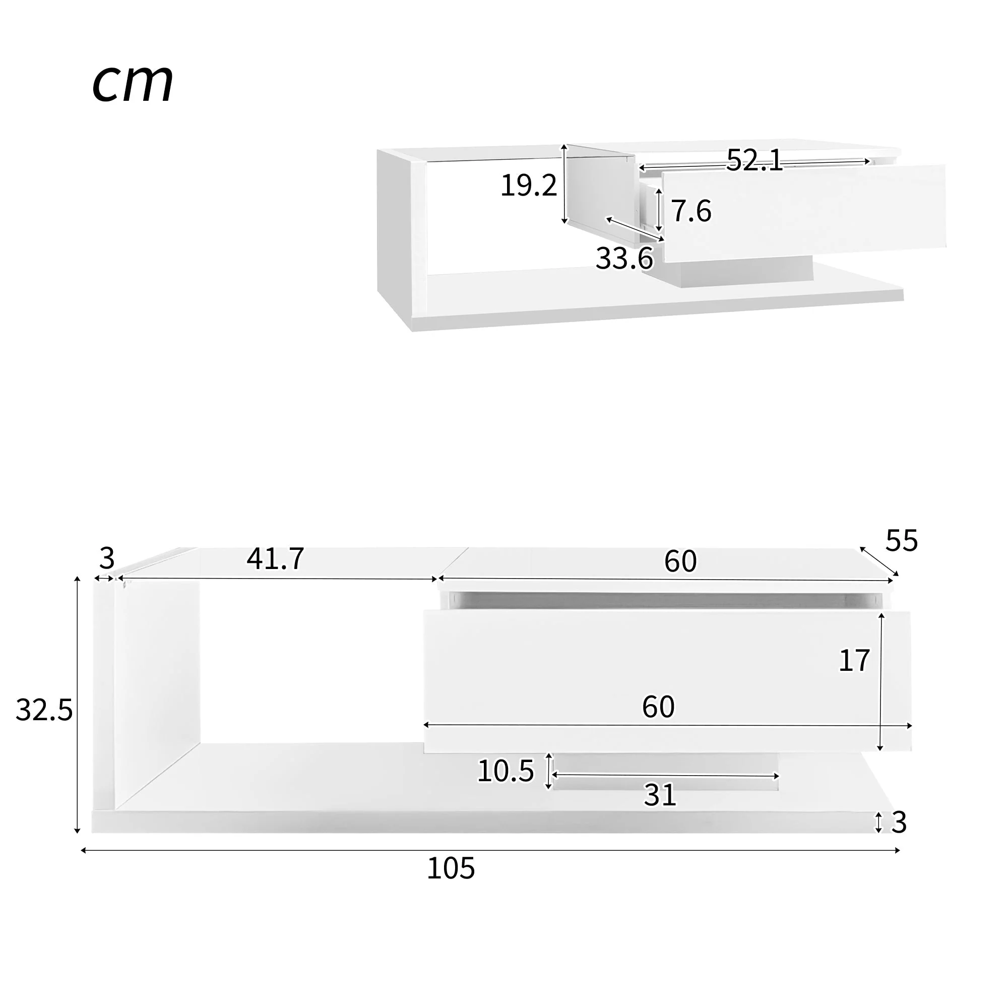 Coffee Table, High-Gloss White - Image 13