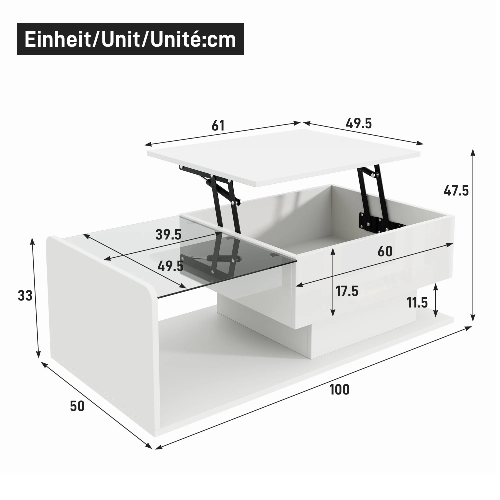 Coffee Table, High-Gloss White - Image 5
