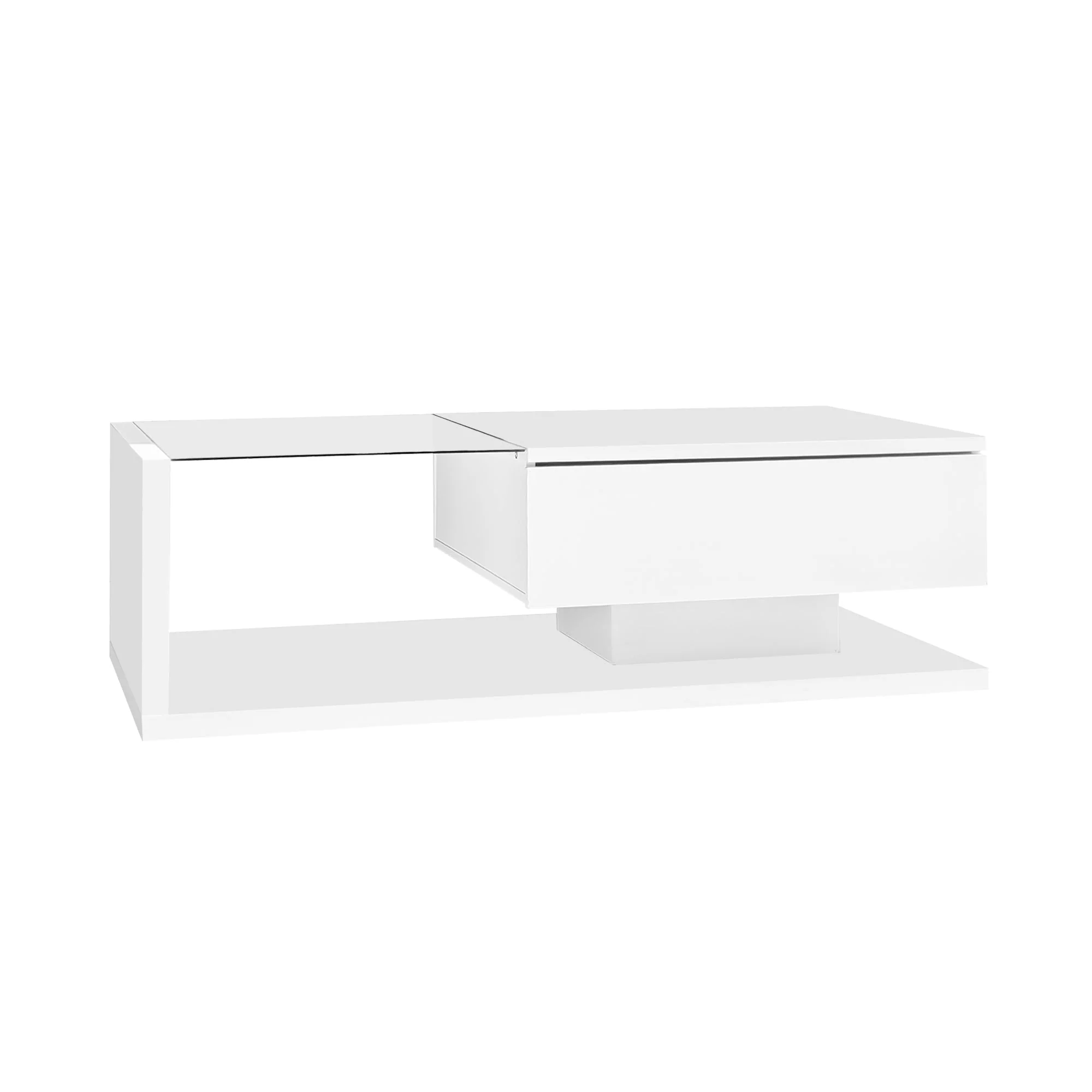 Coffee table, high-gloss white
Side table, coffee table, with glass and LED effect - Image 12
