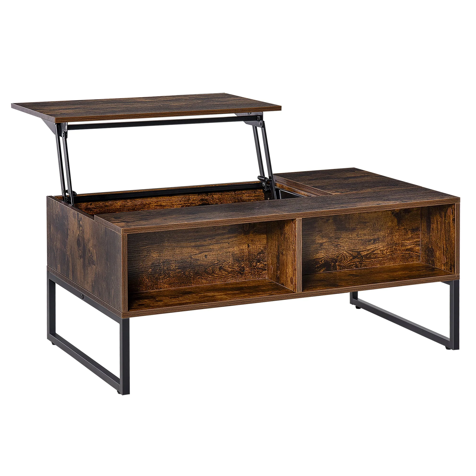 Coffee Table Living Room Height-Adjustable Top Brown Chipboard - Image 2