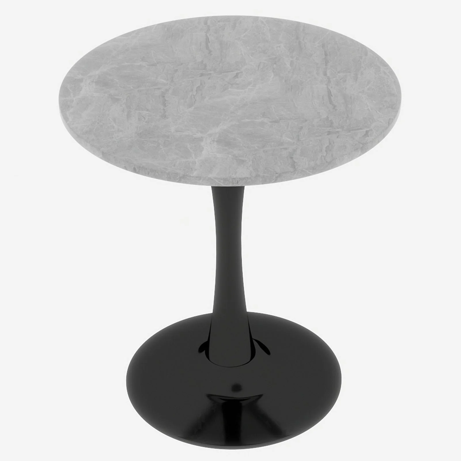 Coffee Table Mid-Century Modern Round Marble Top 27.6-inch - Black - Image 7