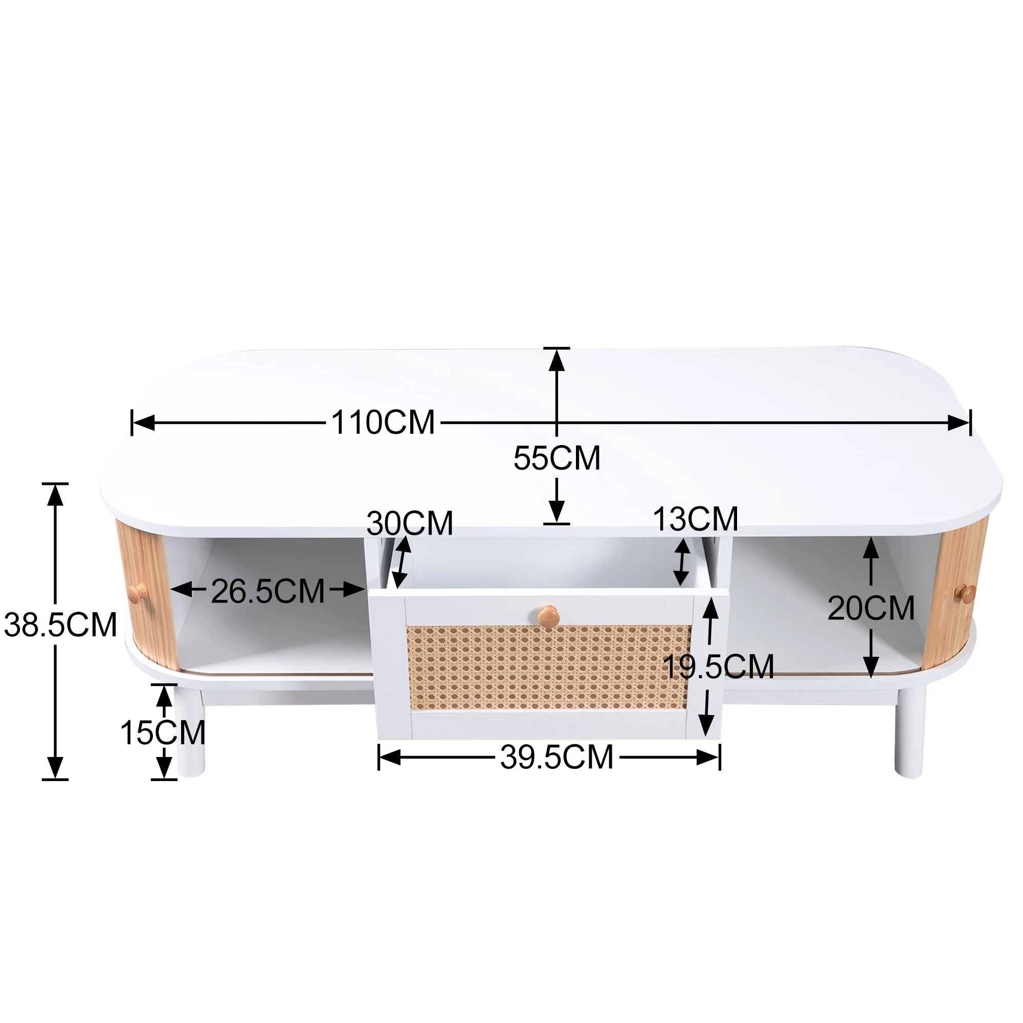 Coffee table rattan, drawers with rattan and solid wood slats, solid wood legs, natural country style. - Image 9