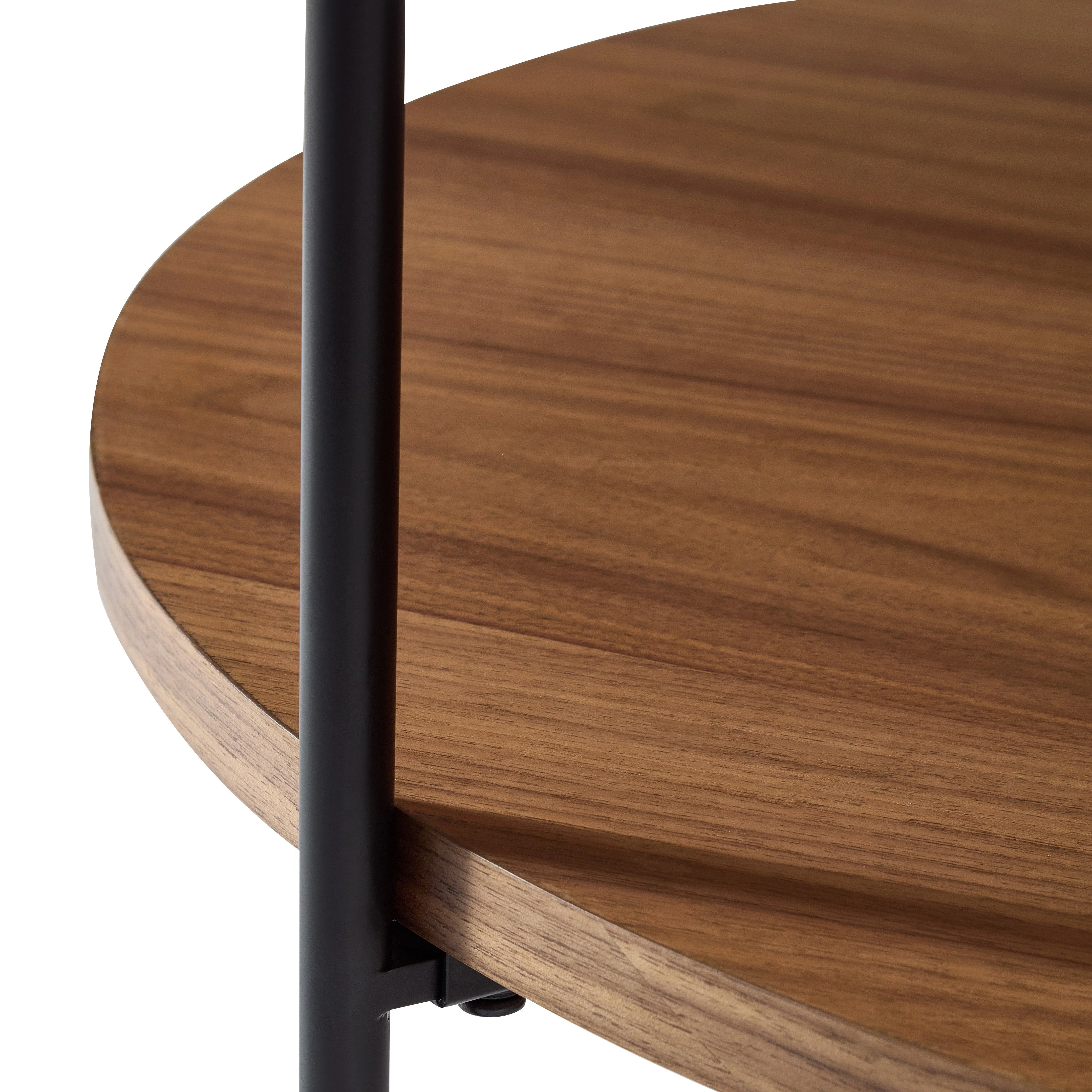 Coffee Table Scandinavian Metal Cross Frame 69x69x38cm - Walnut Veneer - Image 3