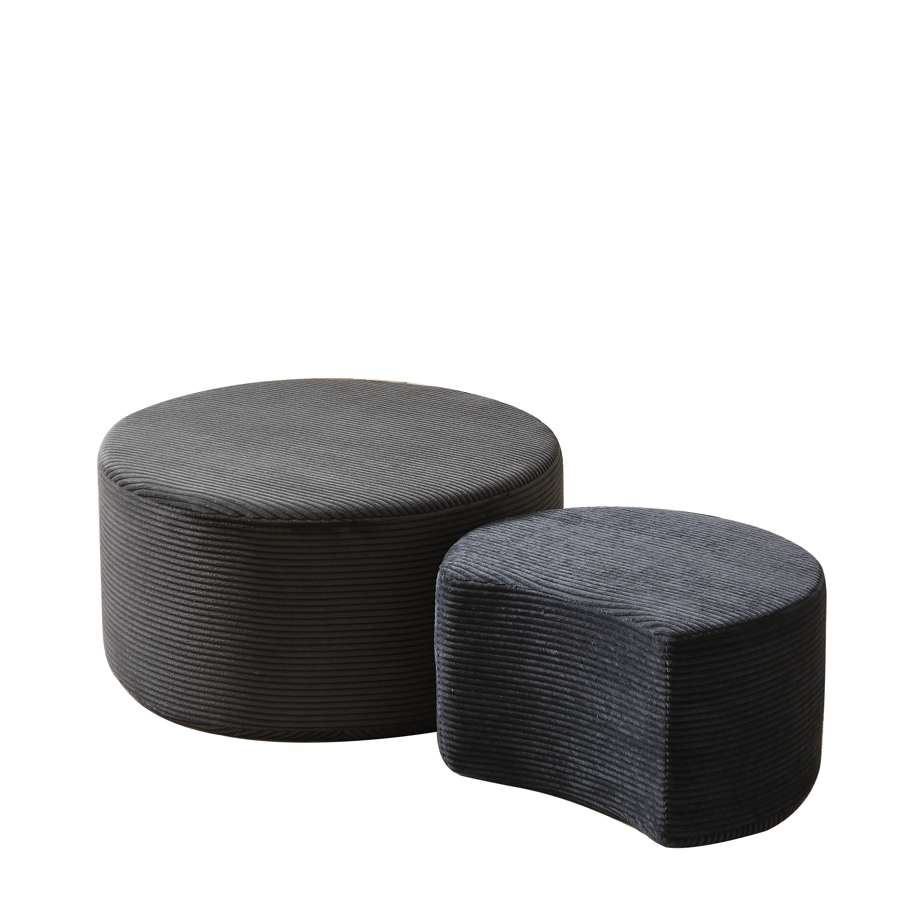 Coffee Table Set, 2-Piece Upholstered Round Foam - Image 5