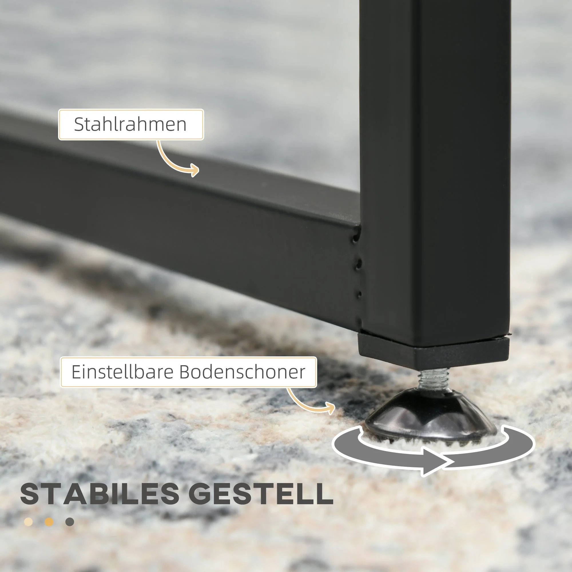 Coffee Table Set of 2 Nesting Side Table Glass Black Steel - Image 6