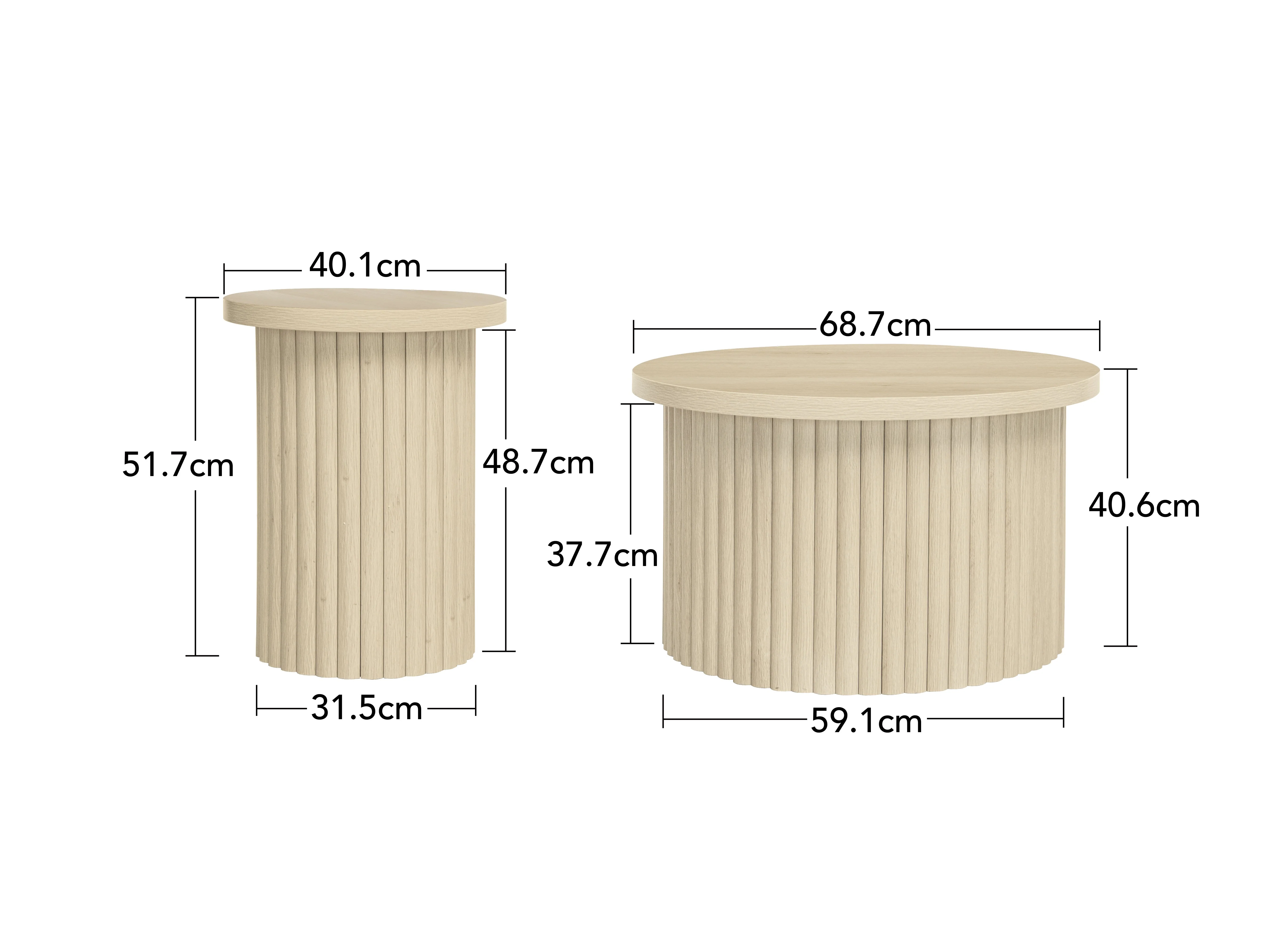 Coffee Table Set, Round 2-Pack Side Table, Natural Wood - Image 10