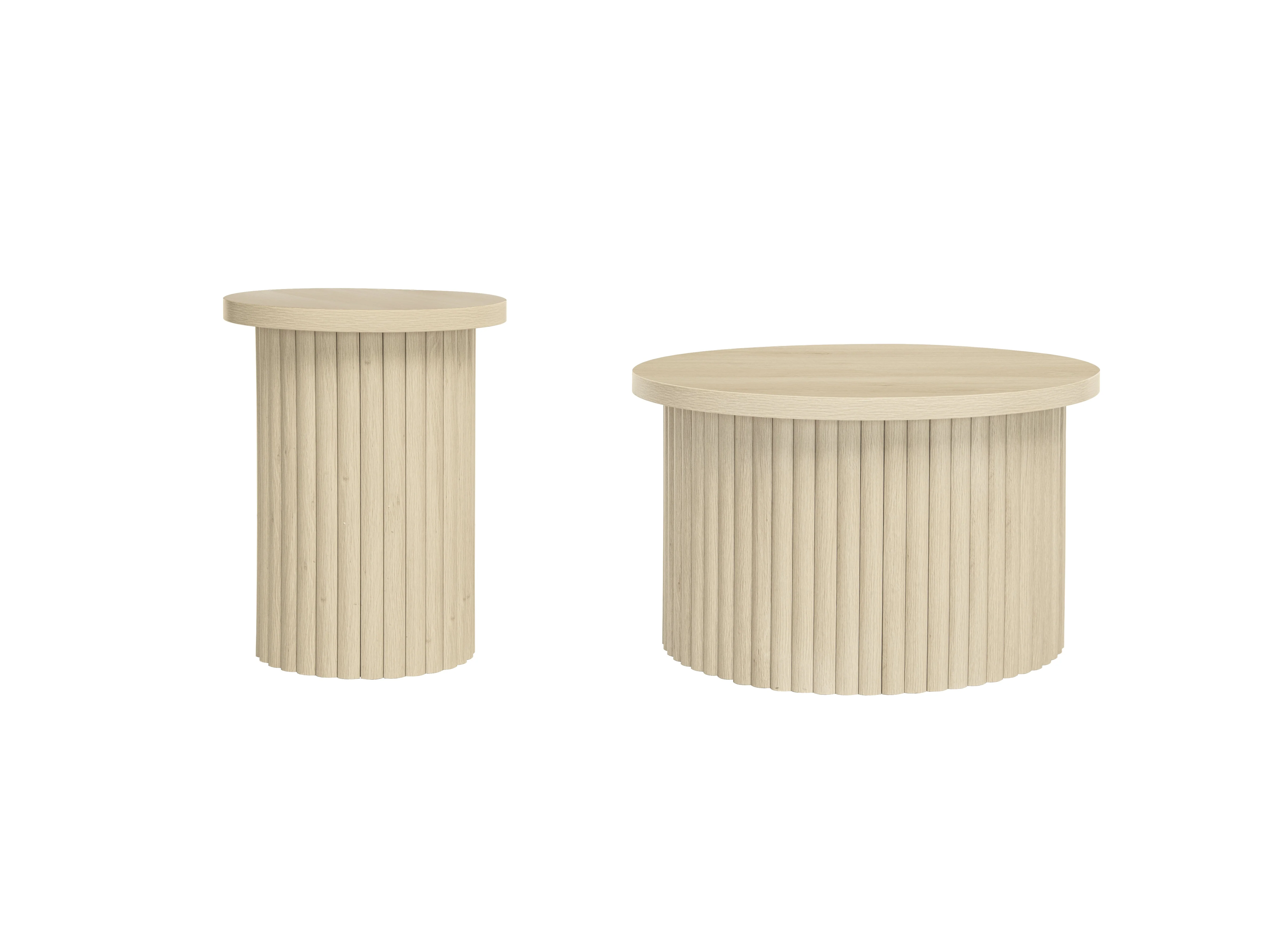 Coffee Table Set, Round 2-Pack Side Table, Natural Wood - Image 9