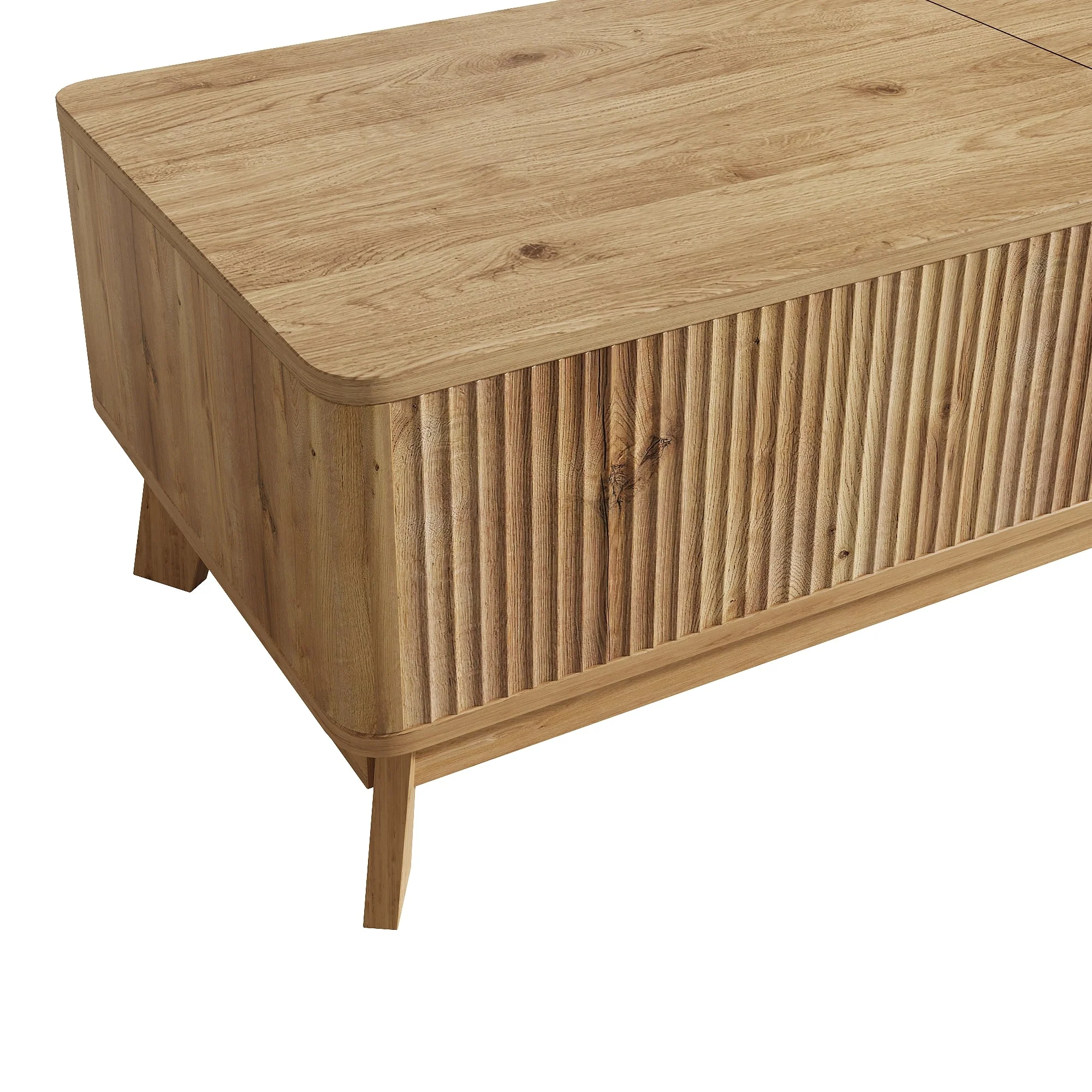 Coffee Table with Lifting Mechanism, Wave Design and Open Side Compartment, MDF Material - Image 8