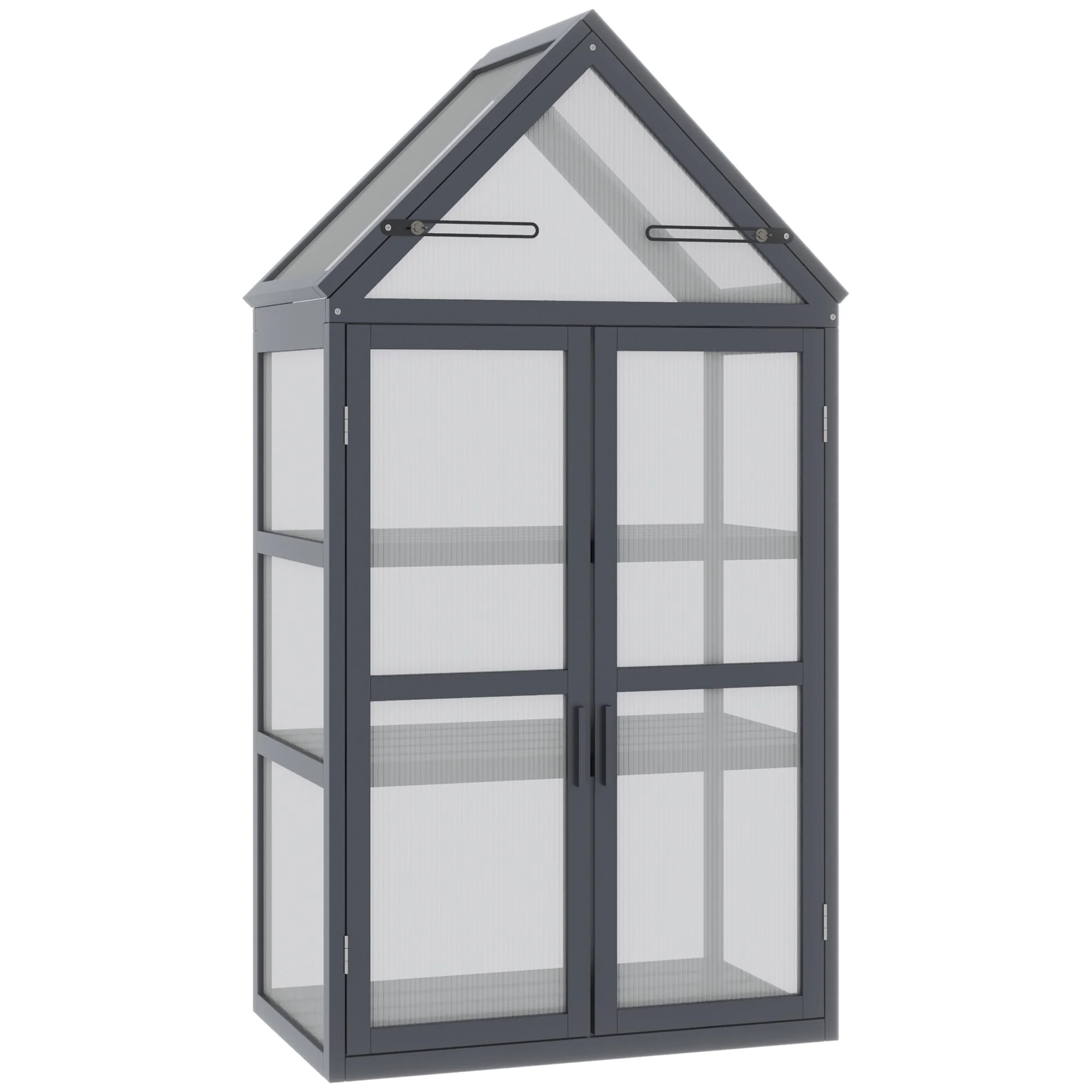 Cold Frame Greenhouse 3 Level Hinged Roof Wood Natural - Image 2