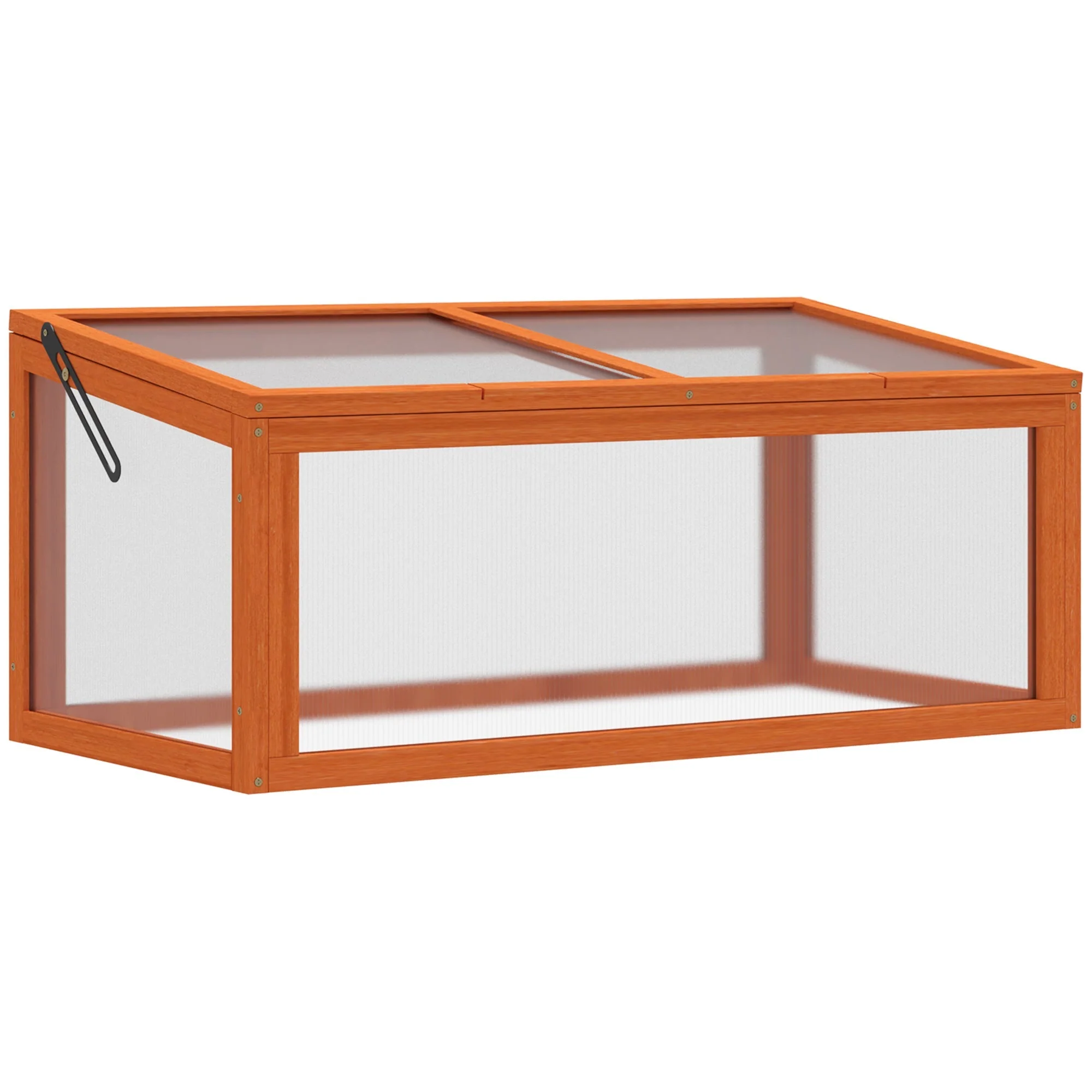 Cold Frame Greenhouse, Weatherproof Wood & Polycarbonate, Orange - Image 2