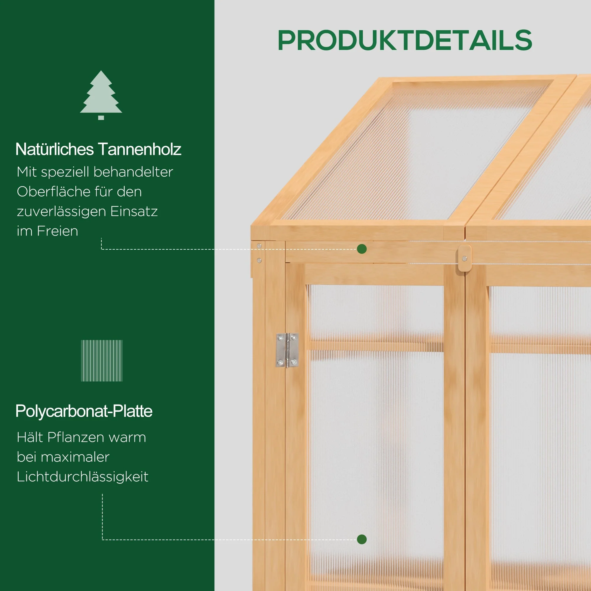 Cold Frame Mini Greenhouse, 70x50x120 cm, Cover, Window, Double Door, 3 Shelves, Wooden Brown - Image 4