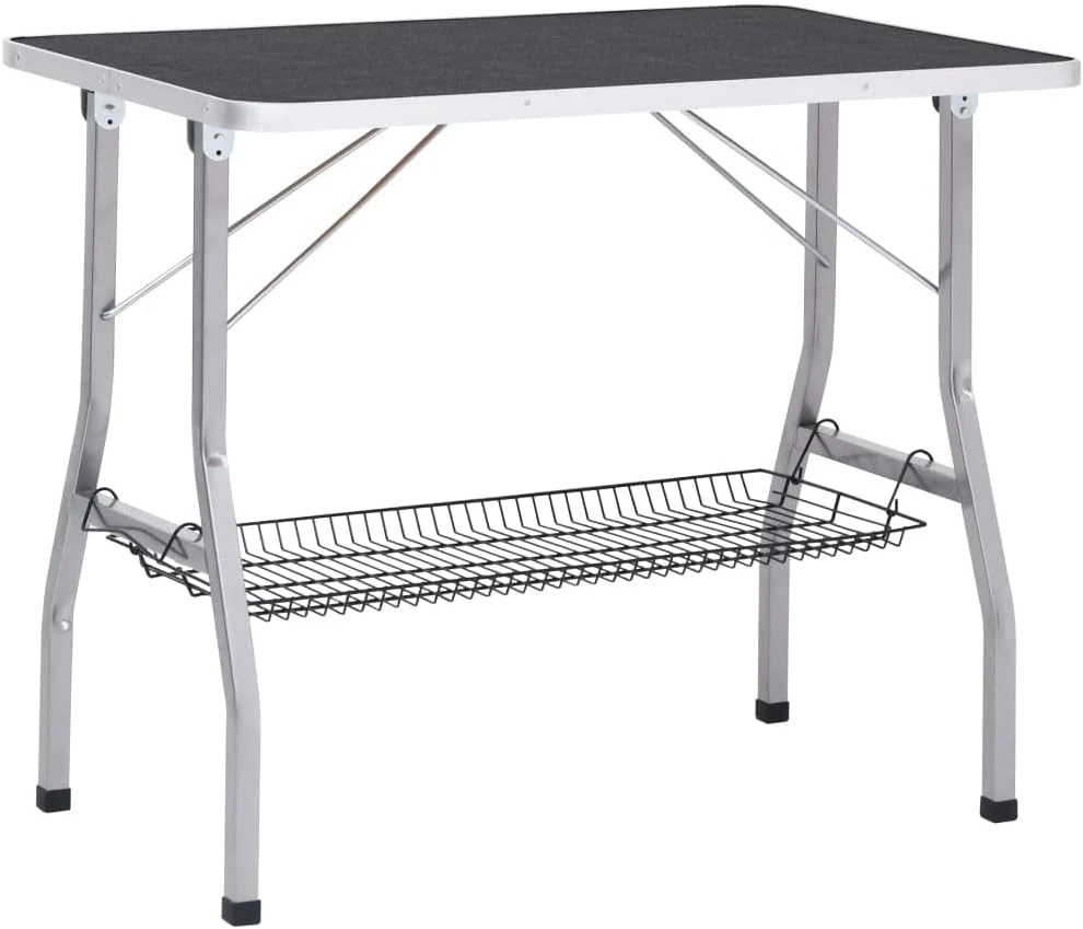 Collapsible Pet Grooming Table, Adjustable Arm & Storage, Steel Legs - Image 3