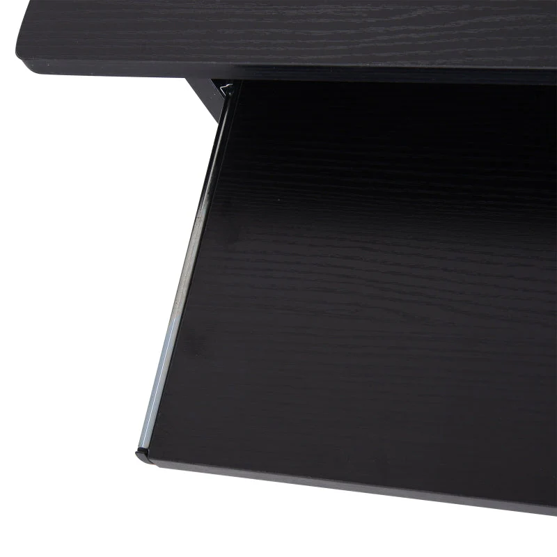 Compact Small Computer Table Desk with Keyboard Tray and Storage Shelf, Black - Image 7