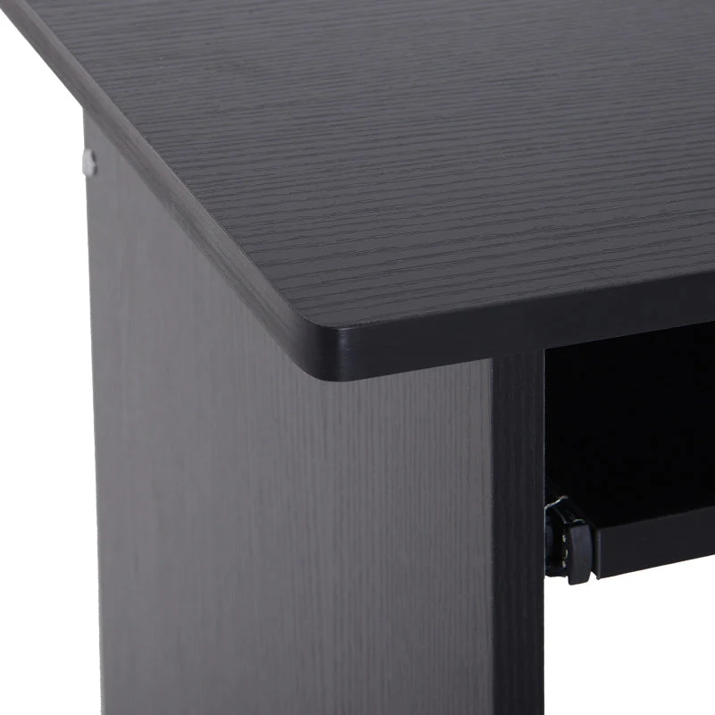 Compact Small Computer Table Desk with Keyboard Tray and Storage Shelf, Black - Image 8