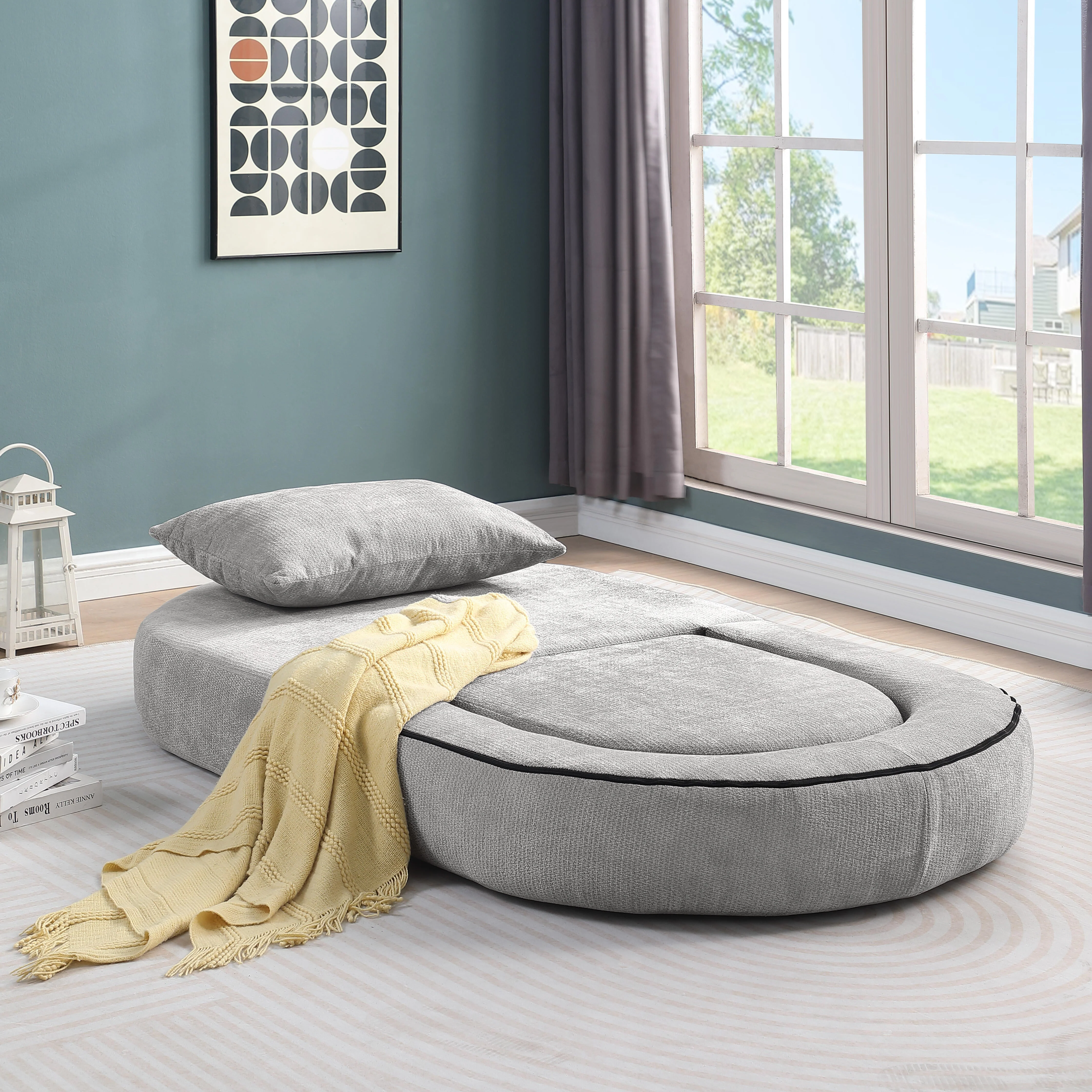 Compressed Sofa Bed Futon, Versatile Foldable Sleeper Chair & Mattress for Guest/Office, Fabric - Image 2