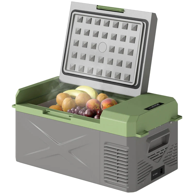 Compressor Cooler Box 16.3L Electric Mini Fridge 12/220V, Grey+Green