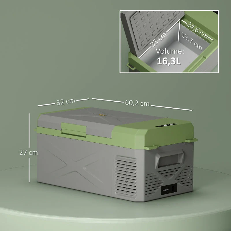 Compressor Cooler Box 16.3L Electric Mini Fridge 12/220V, Grey+Green - Image 3