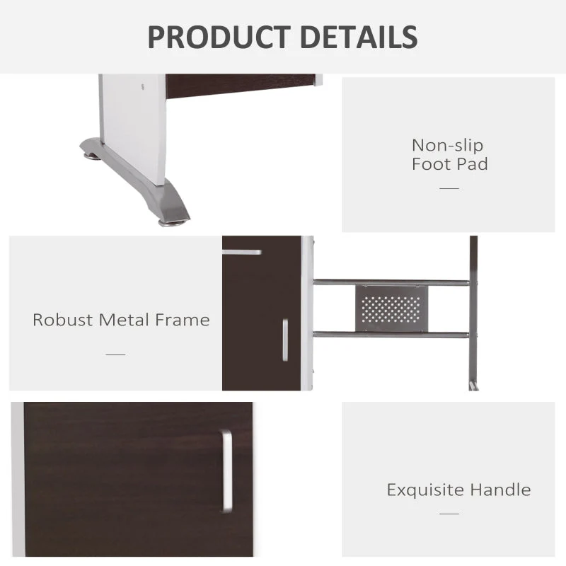 Computer Desk Sliding Keyboard Tray Storage Drawers Host Box Shelf Black Walnut - Image 5