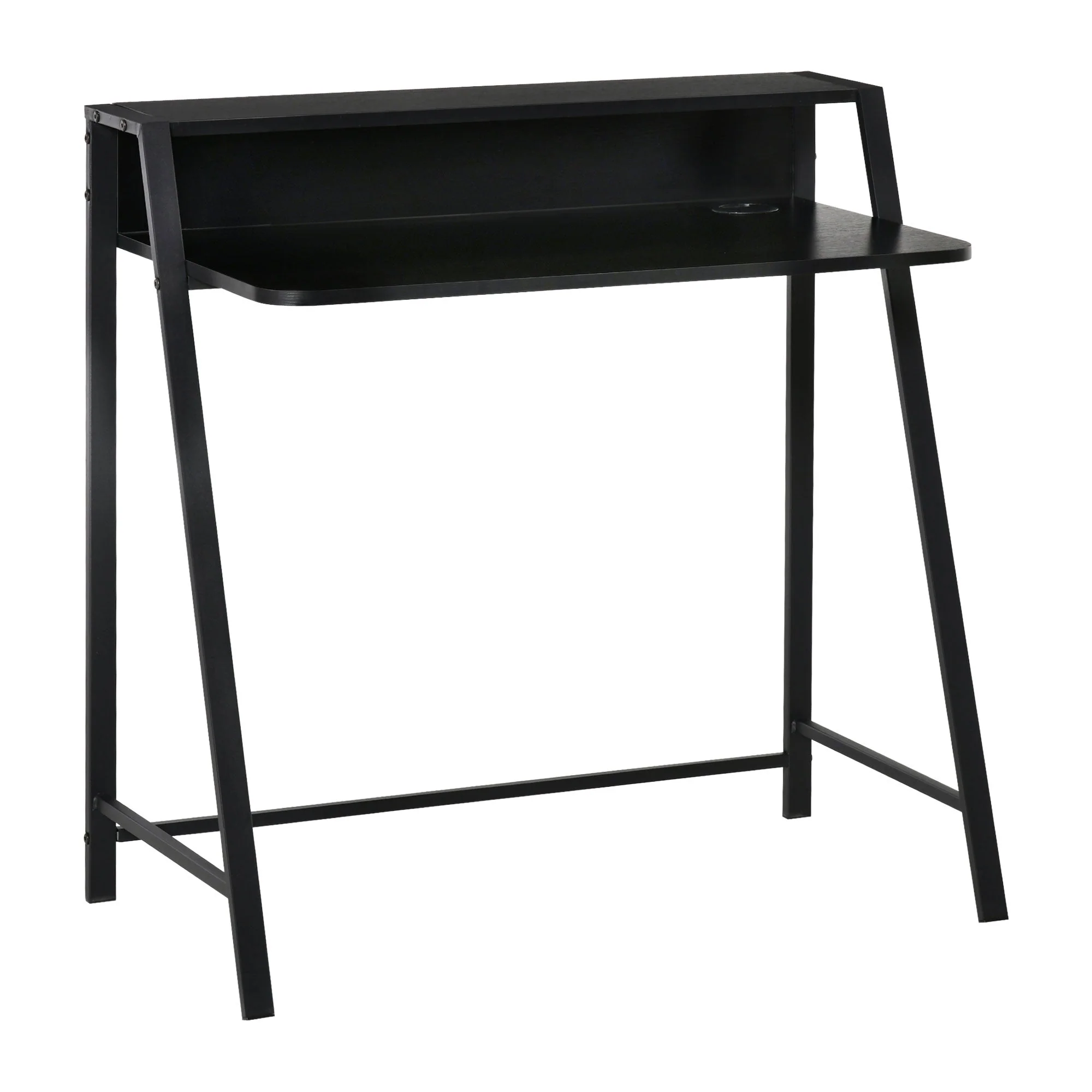 Computer Desk with Storage, Cable Management, Metal Black - Image 2