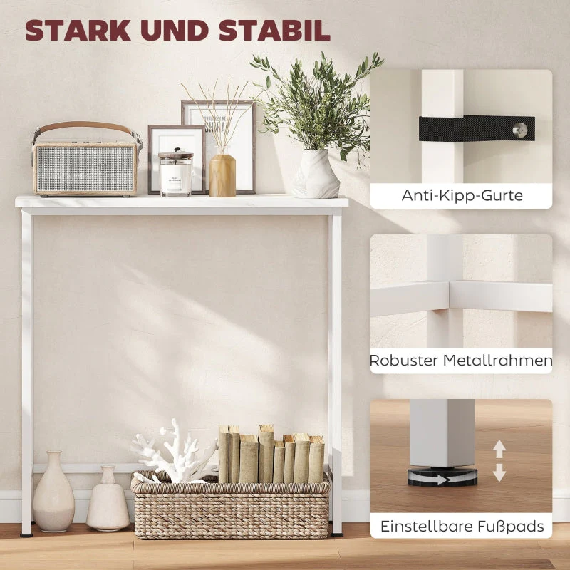 Console Table, Adjustable Foot Pads, Anti-Tip, White - Image 5